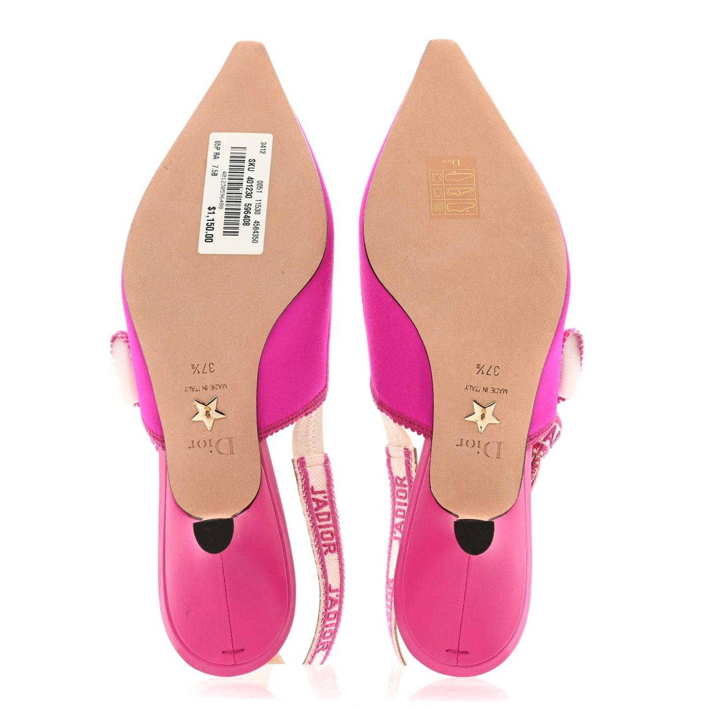 Satin Ribbon Embroidered J'Adior Slingback 65mm Pumps 37.5 Rani Pink
