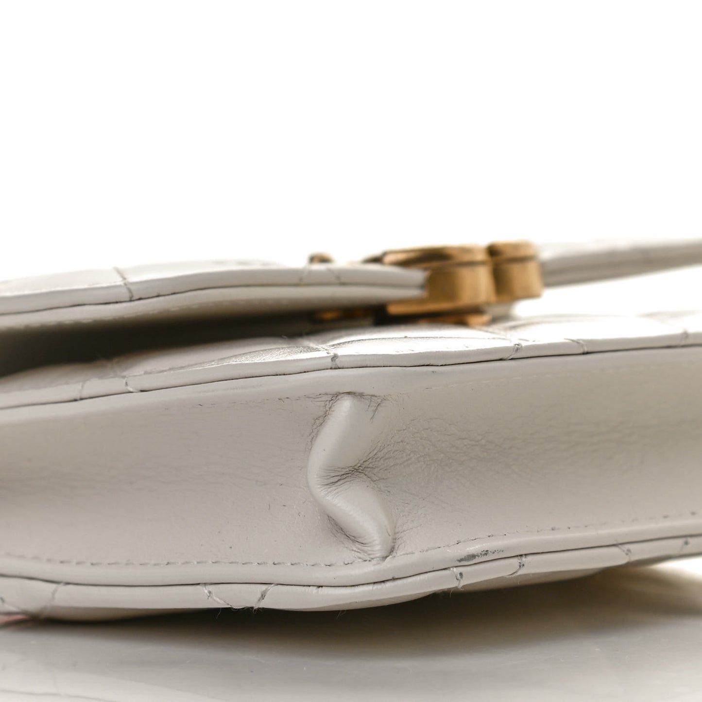 Calfskin Quilted Perfect Fit Coin Purse With Chain White