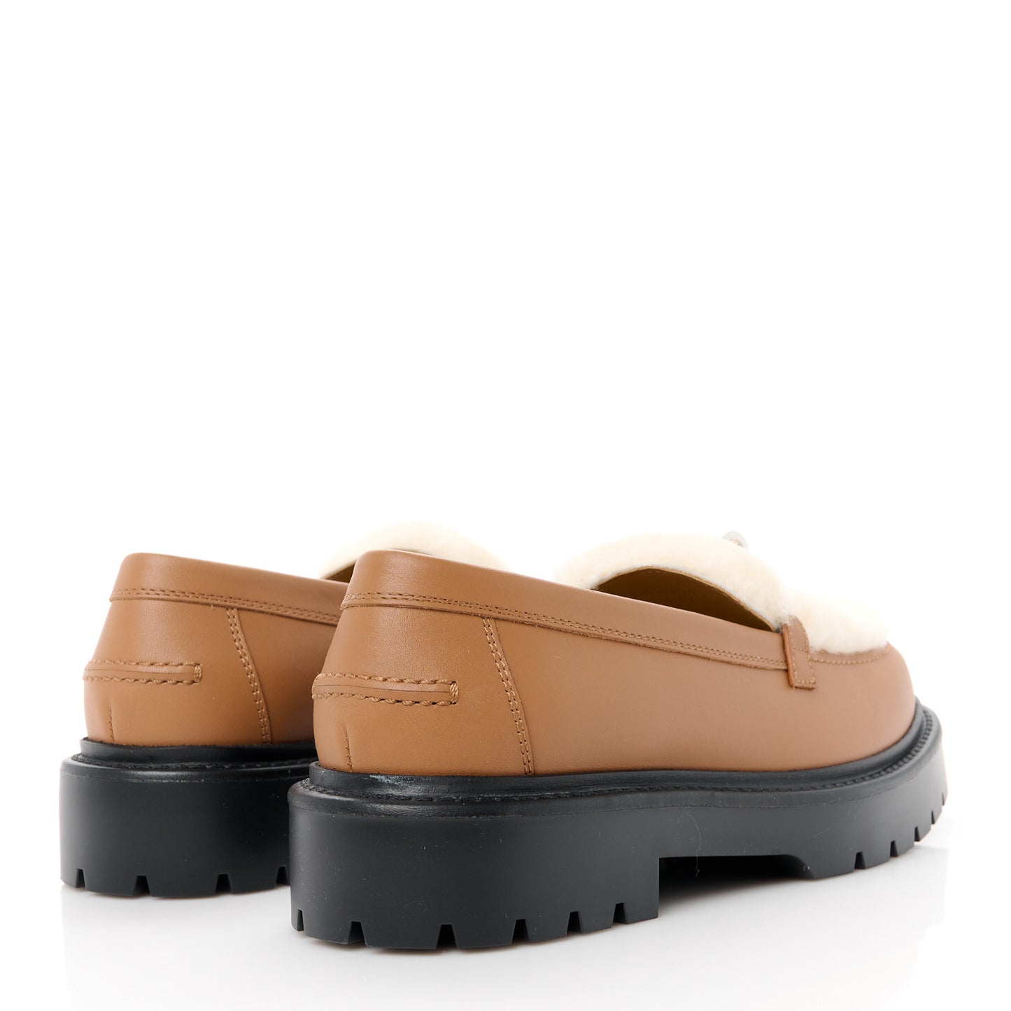 Calfskin Shearling Icone Loafers 37 Naturel