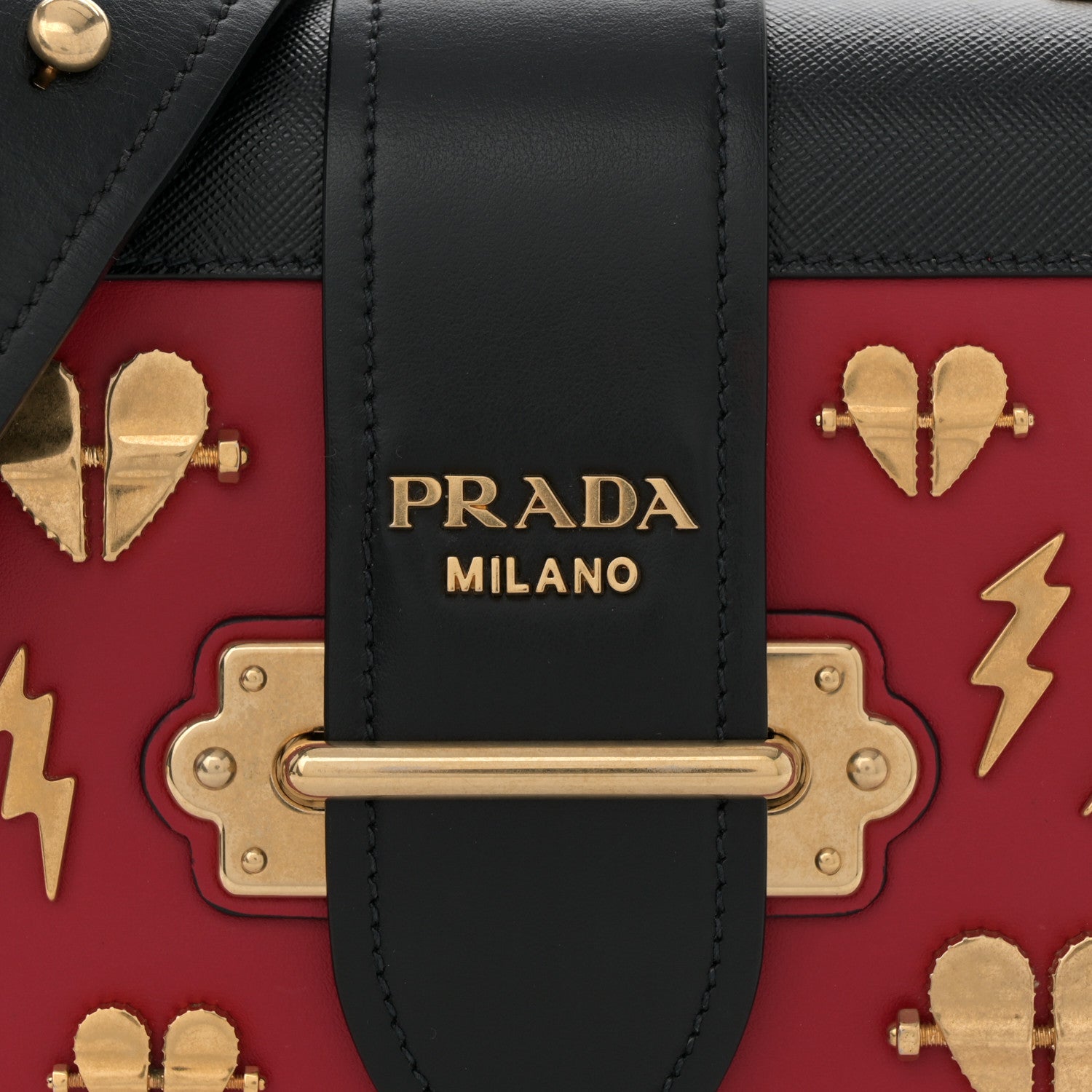 Prada City Calfskin Saffiano Cahier Hearts Bag Fuoco Black 8 of 12