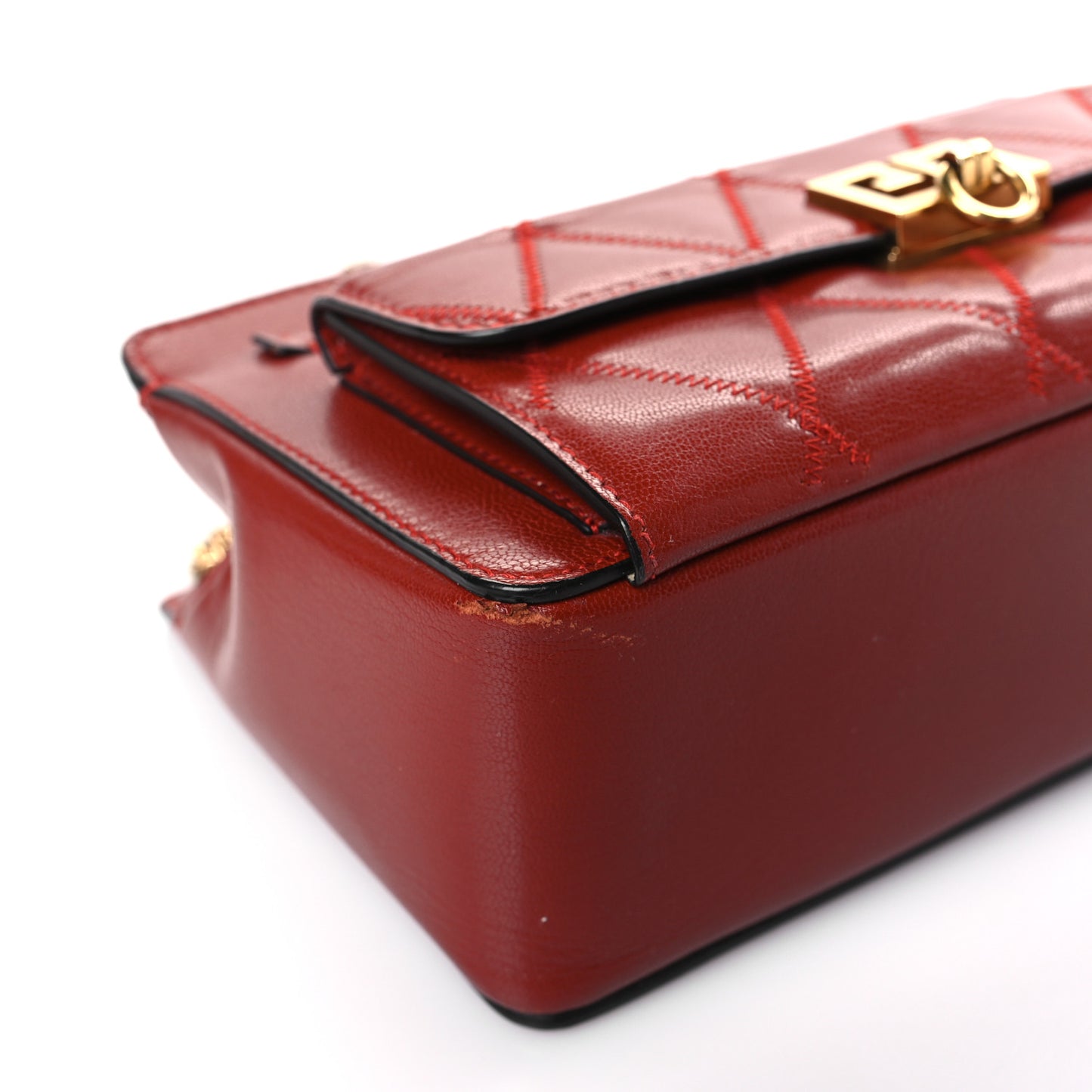 Goatskin Diamond Quilted Pocket Crossbody Terracotta