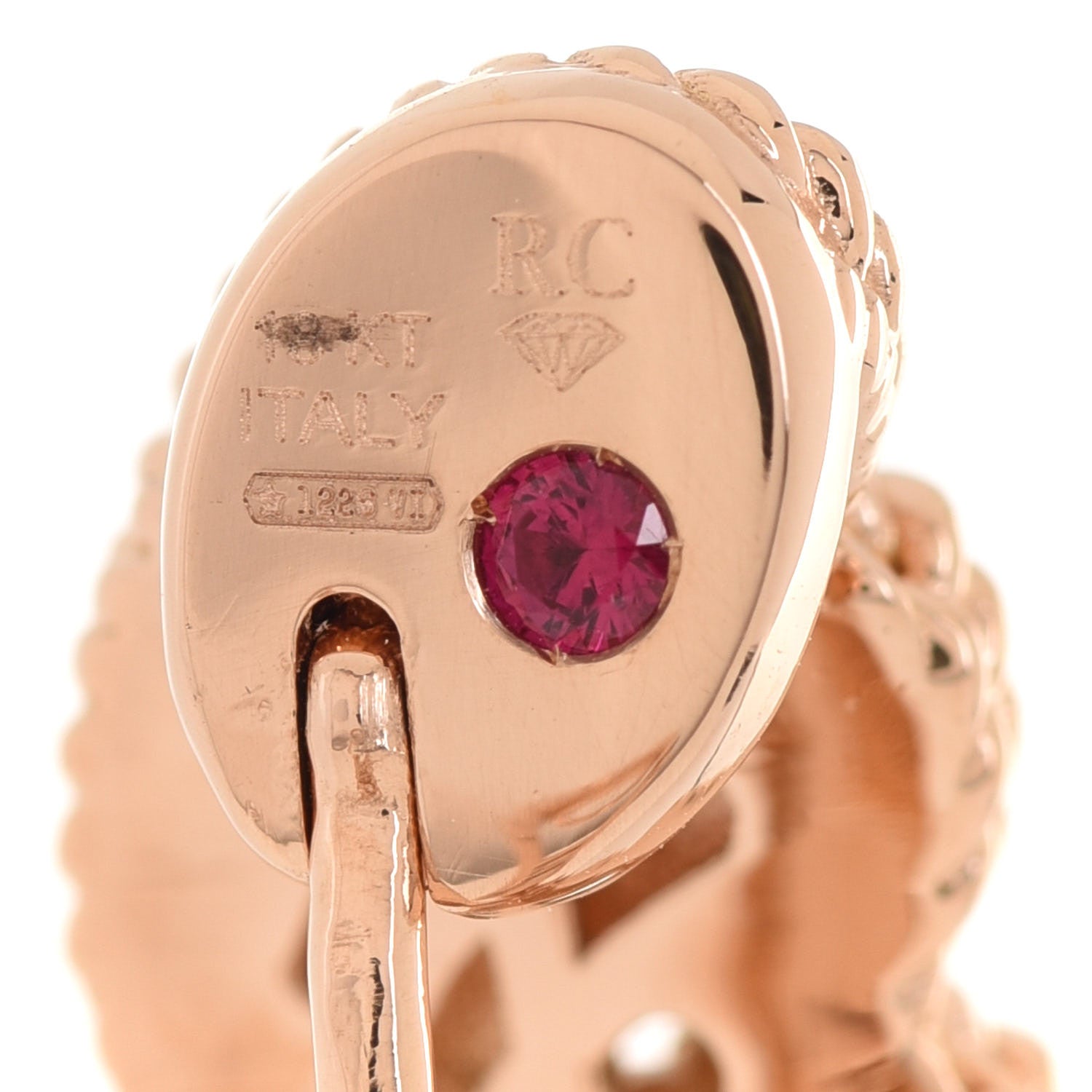 Roberto Coin 18K Rose Gold Diamond Byzantine Barocco Earrings 5 of 5