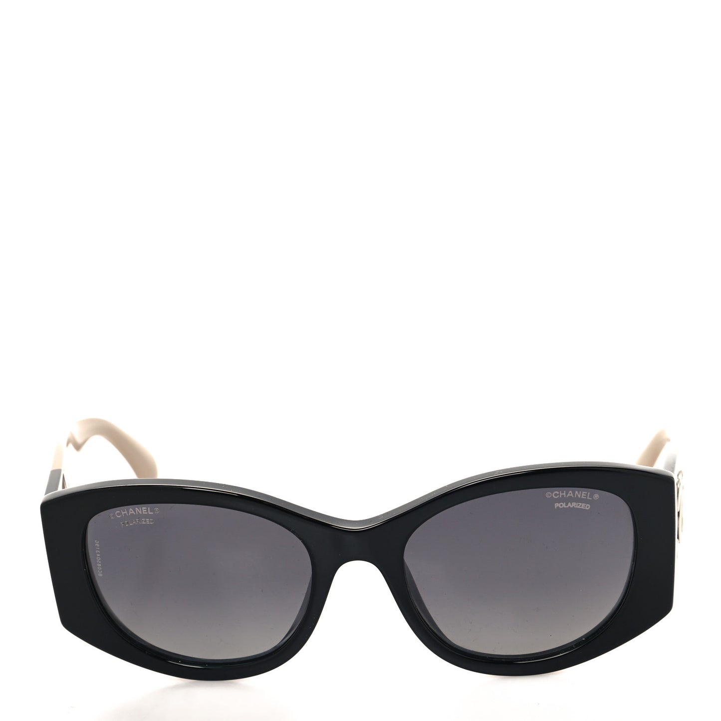 Acetate Oval Sunglasses 5524 Black Beige