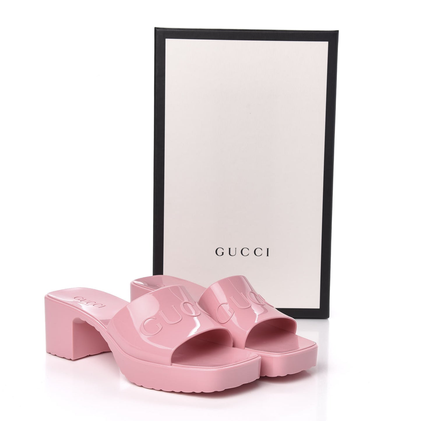 Rubber Gucci Logo Womens Platform 20/60mm Slide Sandals 36 Wild Rose