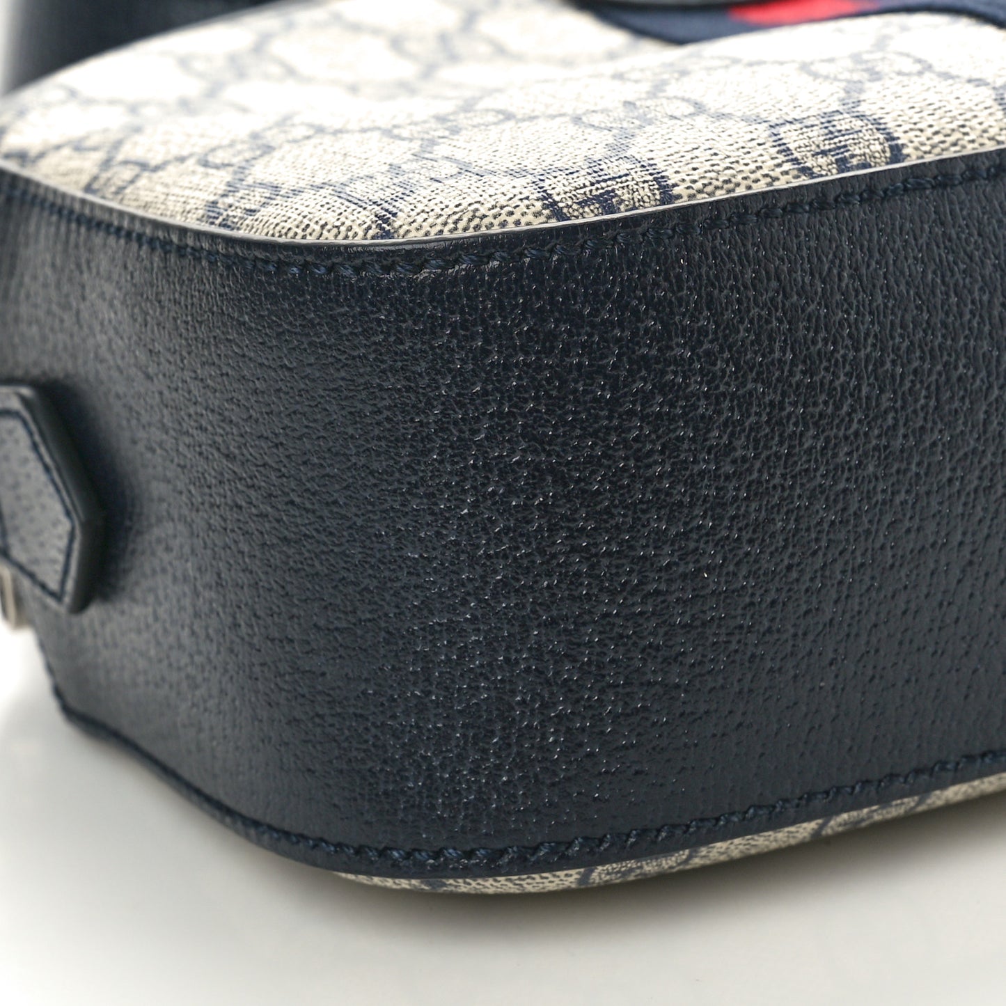 GG Supreme Monogram Textured Dollar Calfskin Web Small Ophidia Camera Bag Beige Blue