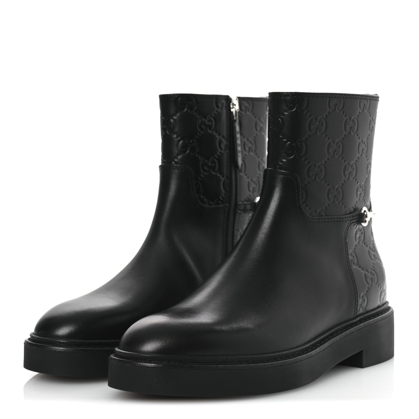 Guccissima Real Betis Glamour Womens Horsebit Ankle Boots 36.5 Black