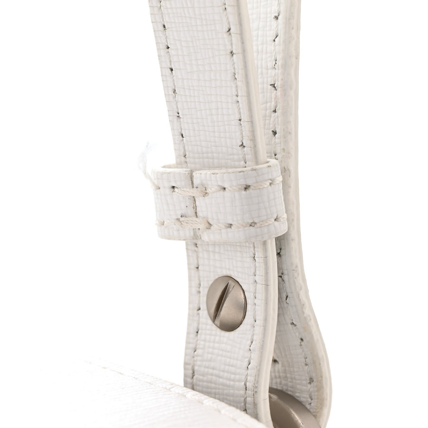 Saffiano Striped Mini Diag Binder Clip Bag White Black