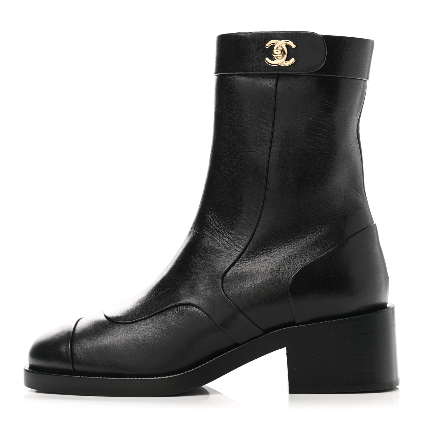 Shiny Goatskin CC Short Boots 35 Black