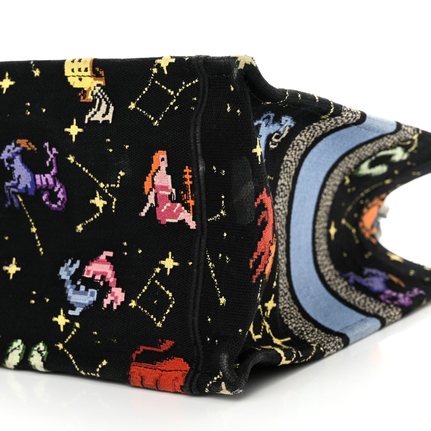 Canvas Embroidered Medium Pixel Zodiac Book Tote Black Multicolor