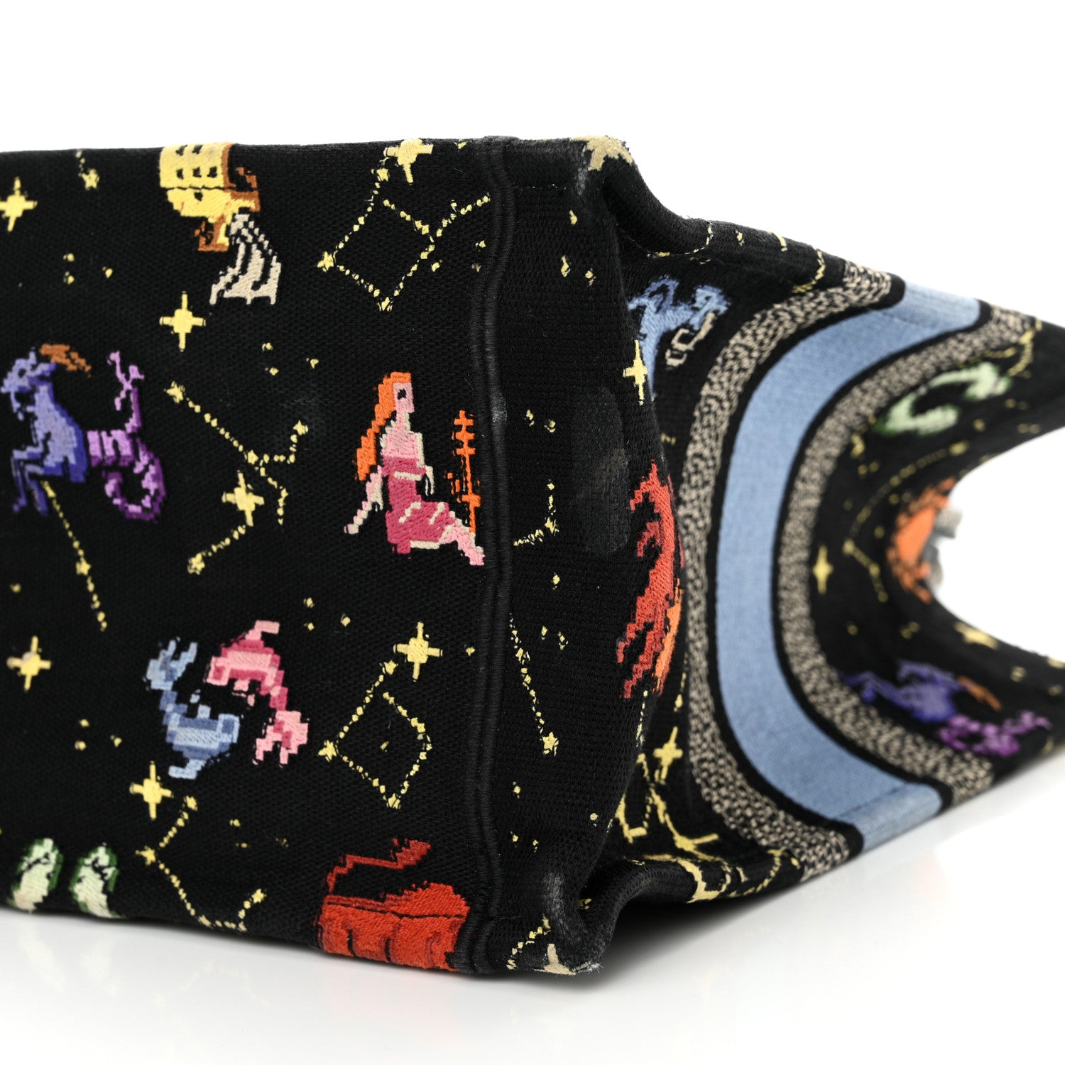 Christian Dior Canvas Embroidered Medium Pixel Zodiac Book Tote Black Multicolor 9 of 13