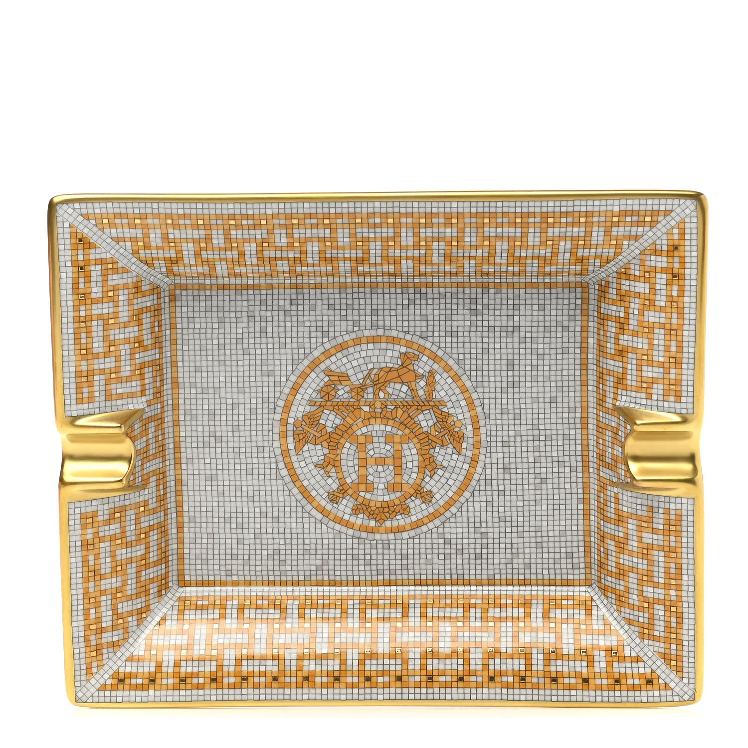 Hermes Porcelain Mosaique Au 24 Gold Ashtray 1053141