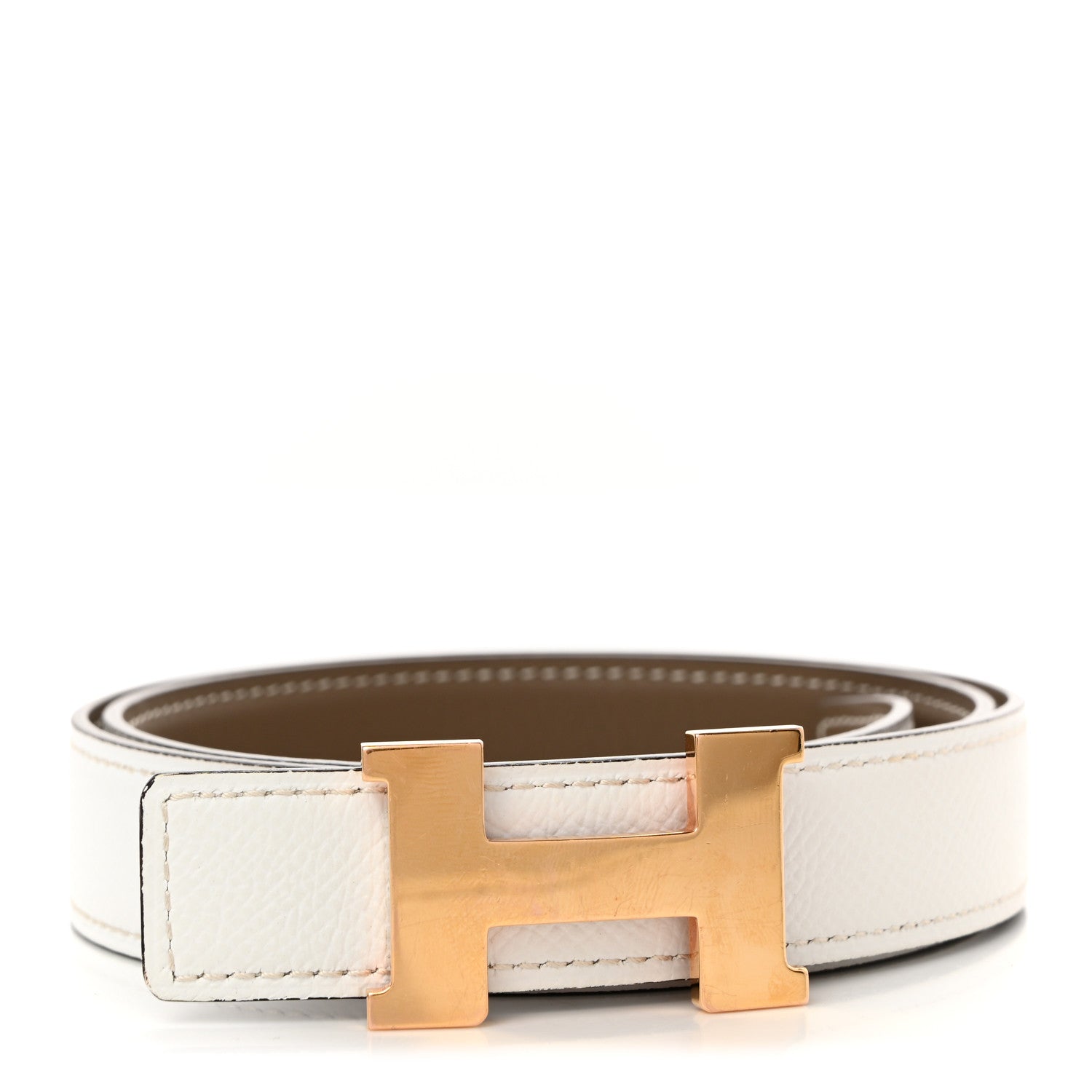 Hermes Epsom Swift 24mm Mini Constance H Belt 70 28 White Etoupe 1 of 7