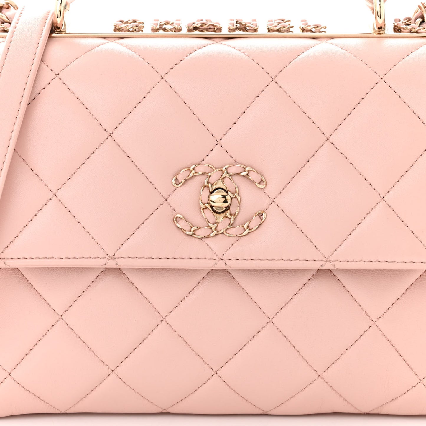 Lambskin Quilted Small Trendy Chain CC Flap Dual Handle Bag Light Pink