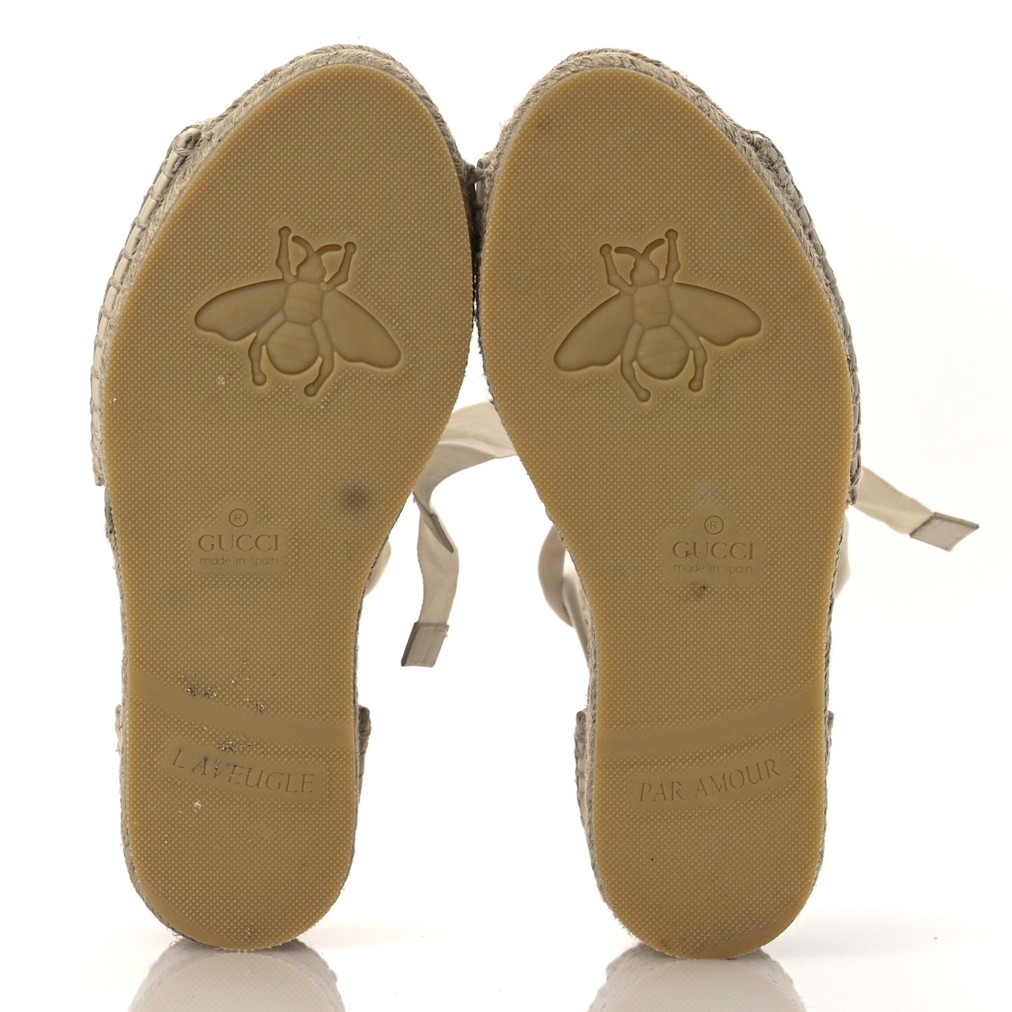 Canvas Damita GG Eyelet Espadrille Wedge Sandals 37 Ivory