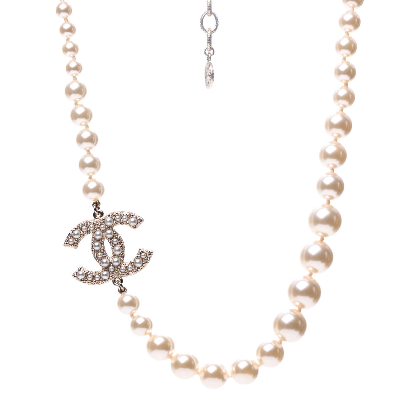 Graduated Pearl CC Short Necklace Gold