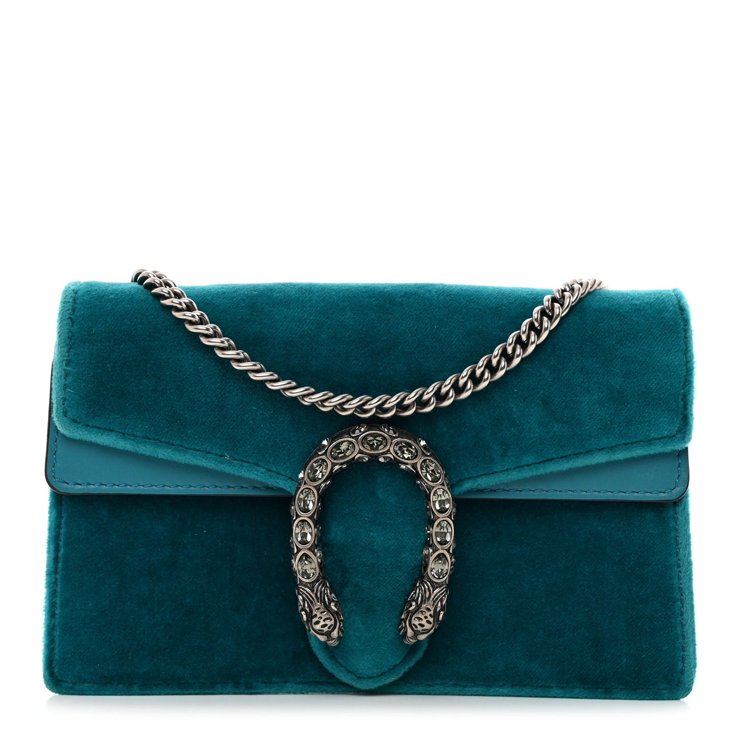 Velvet Super Mini Dionysus Shoulder Bag Pavone Cyan