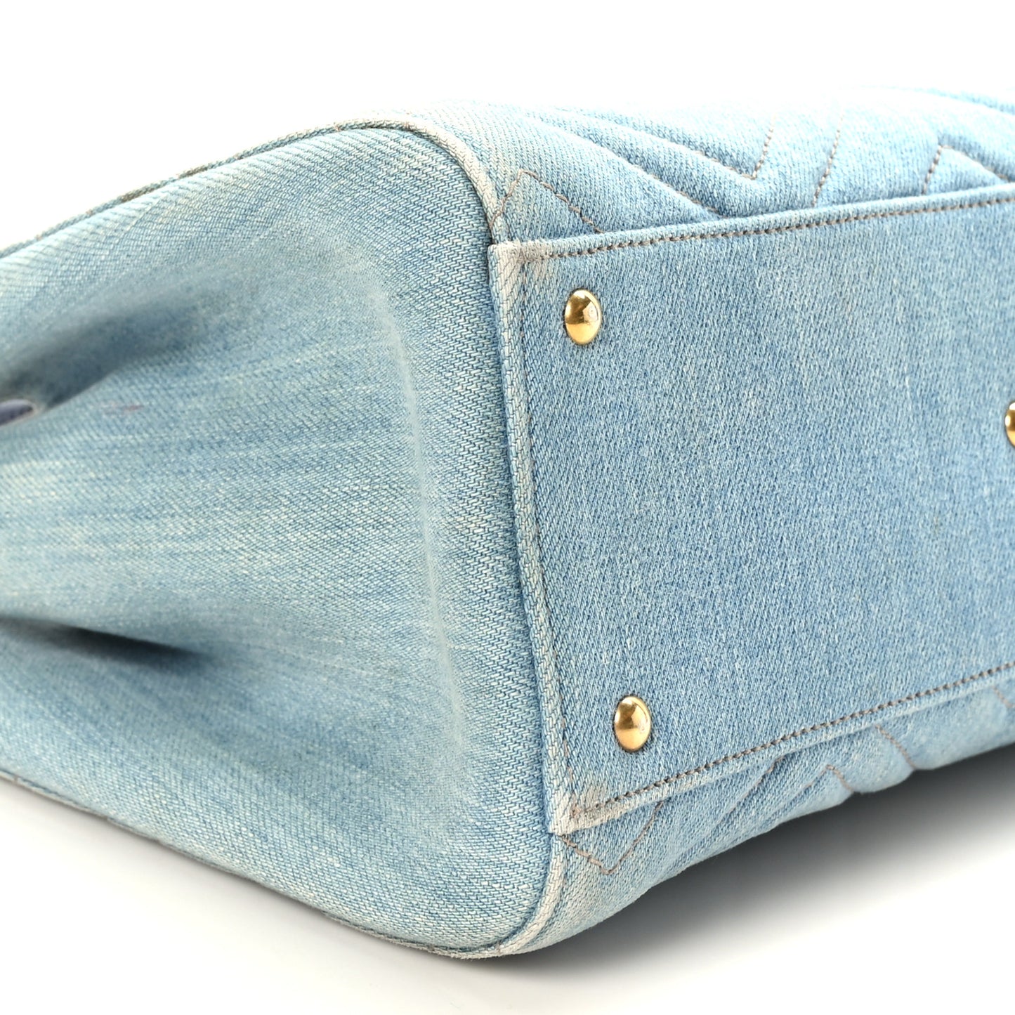 Denim Matelasse Small Pearly GG Marmont Tote Blue