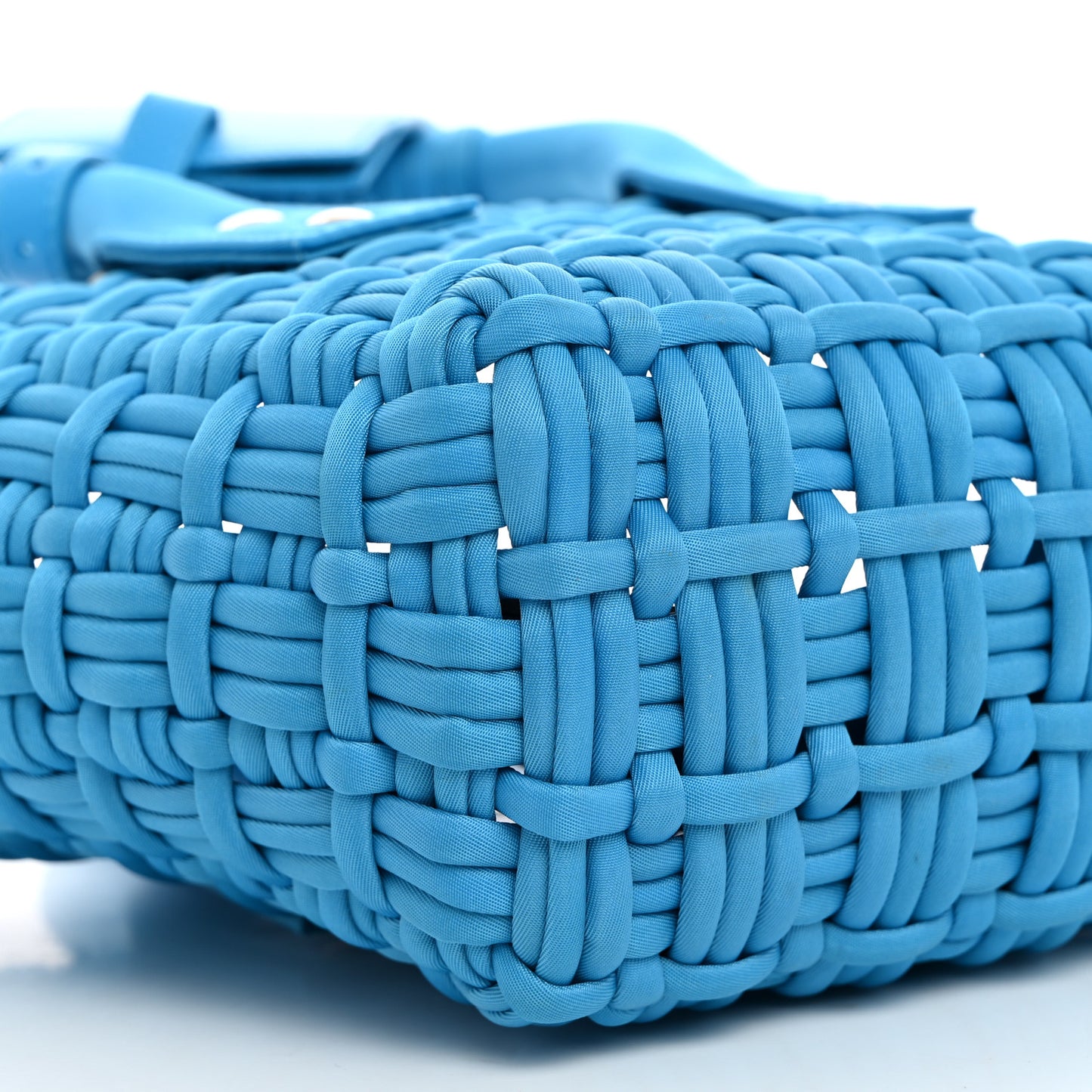 Recycled Nylon Faux Calfskin XXS Bistro Basket Cyan White