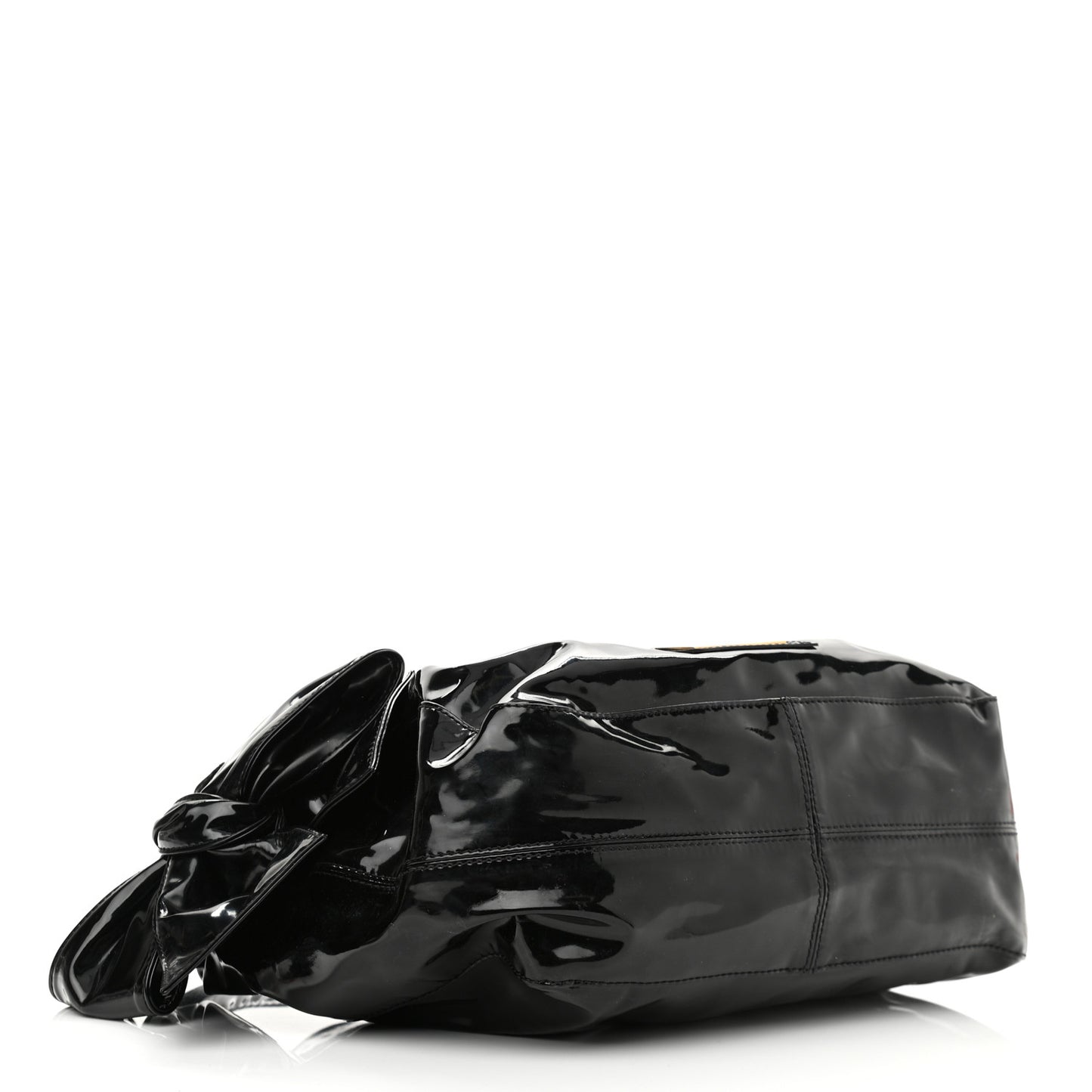 Patent Lacca Small Nuage Bow Hobo Black