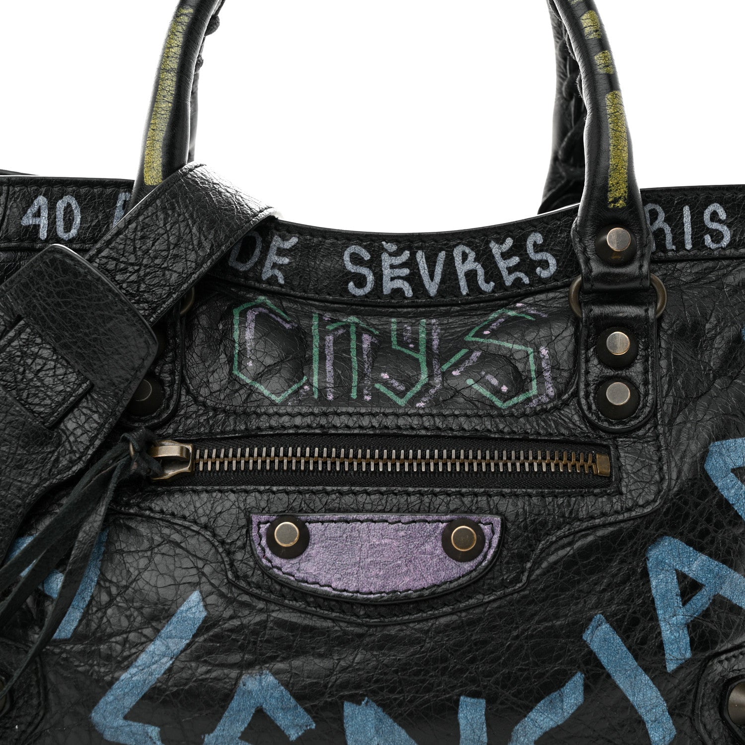 Balenciaga Agneau Graffiti All Over Classic Hardware S City Black Multicolor 8 of 12