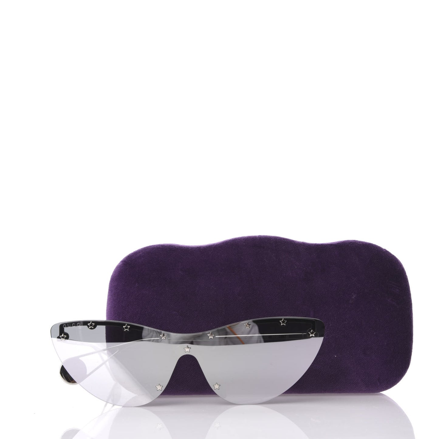 Metal Rimless Star Studded 90mm Cat Eye GG0666S Sunglasses Mirror Silver