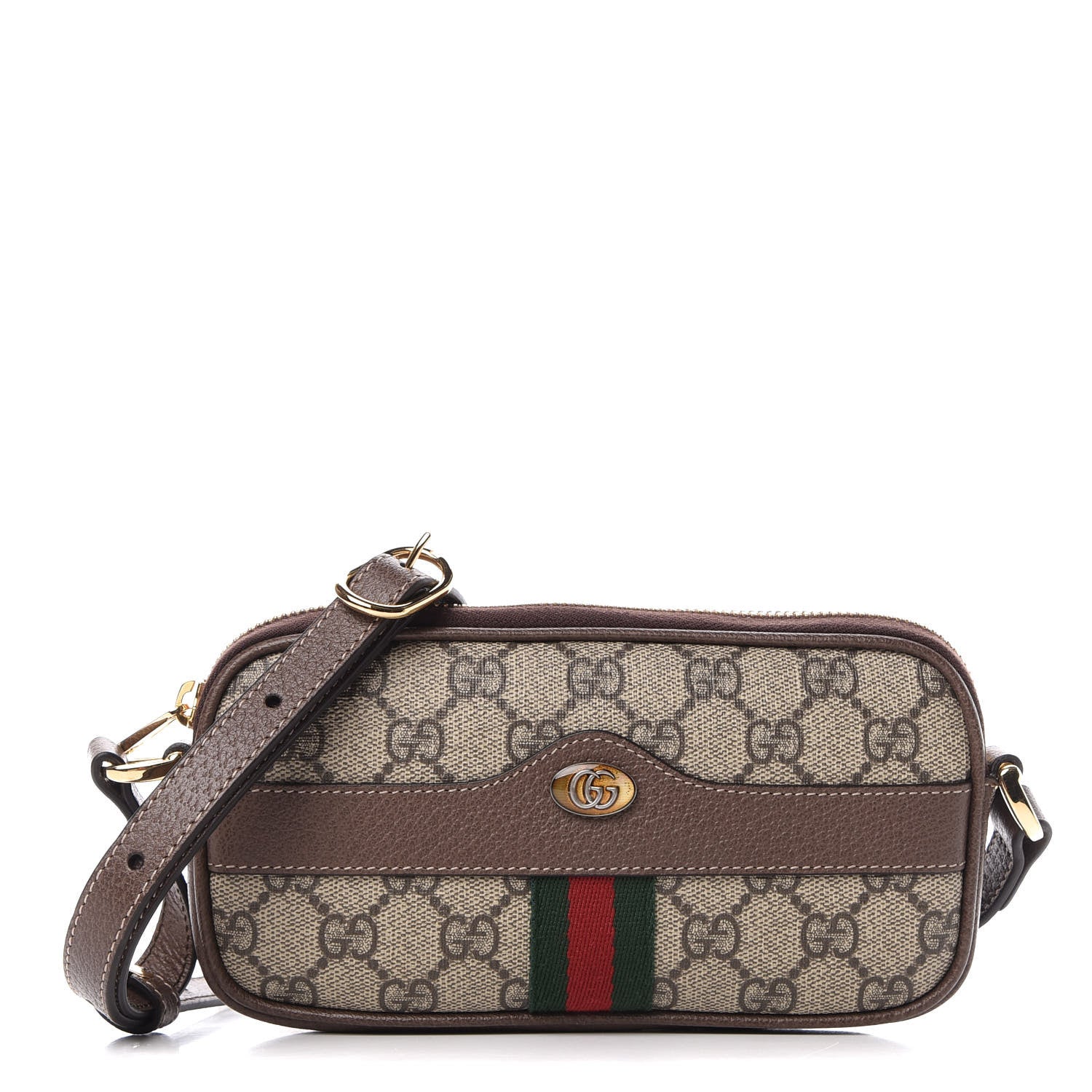 Gucci GG Supreme Monogram Web Mini Ophidia GG Bag Brown 1 of 8