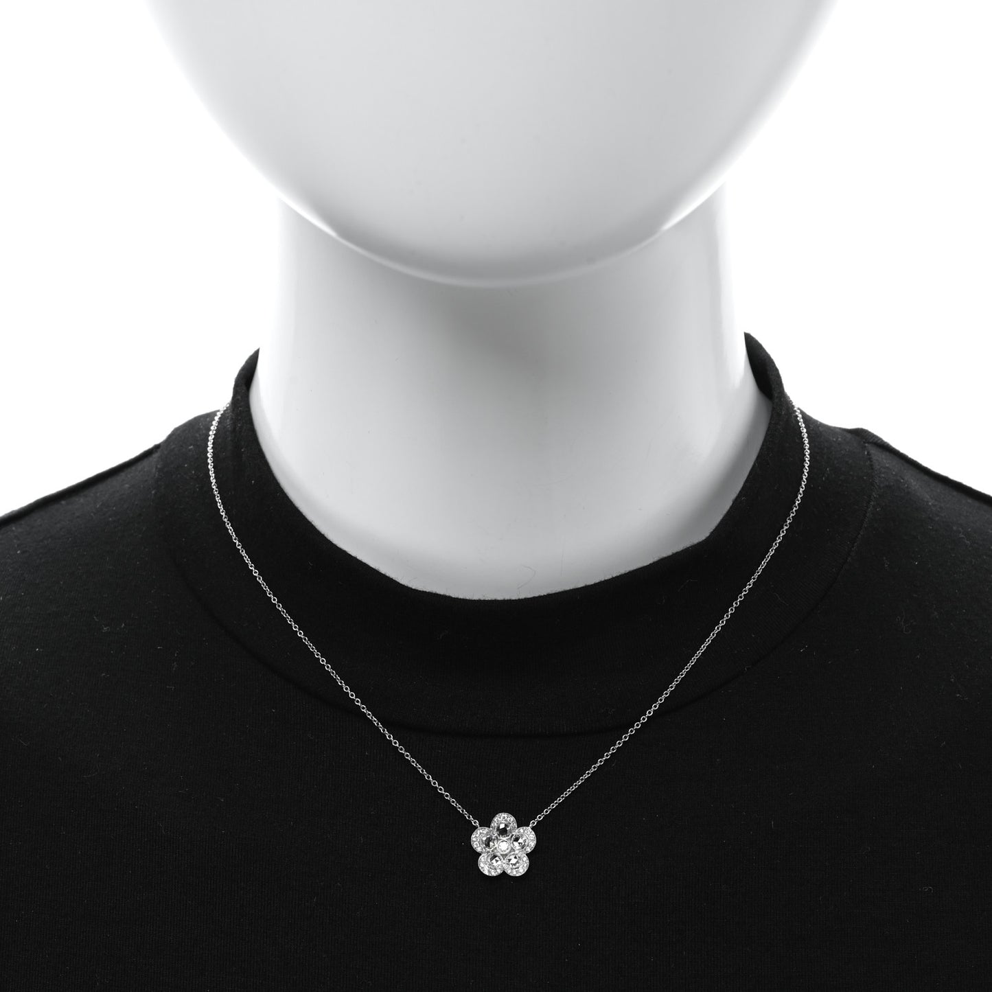 Platinum Diamond Enchant Garden Rose Cut Flower Pendant Necklace
