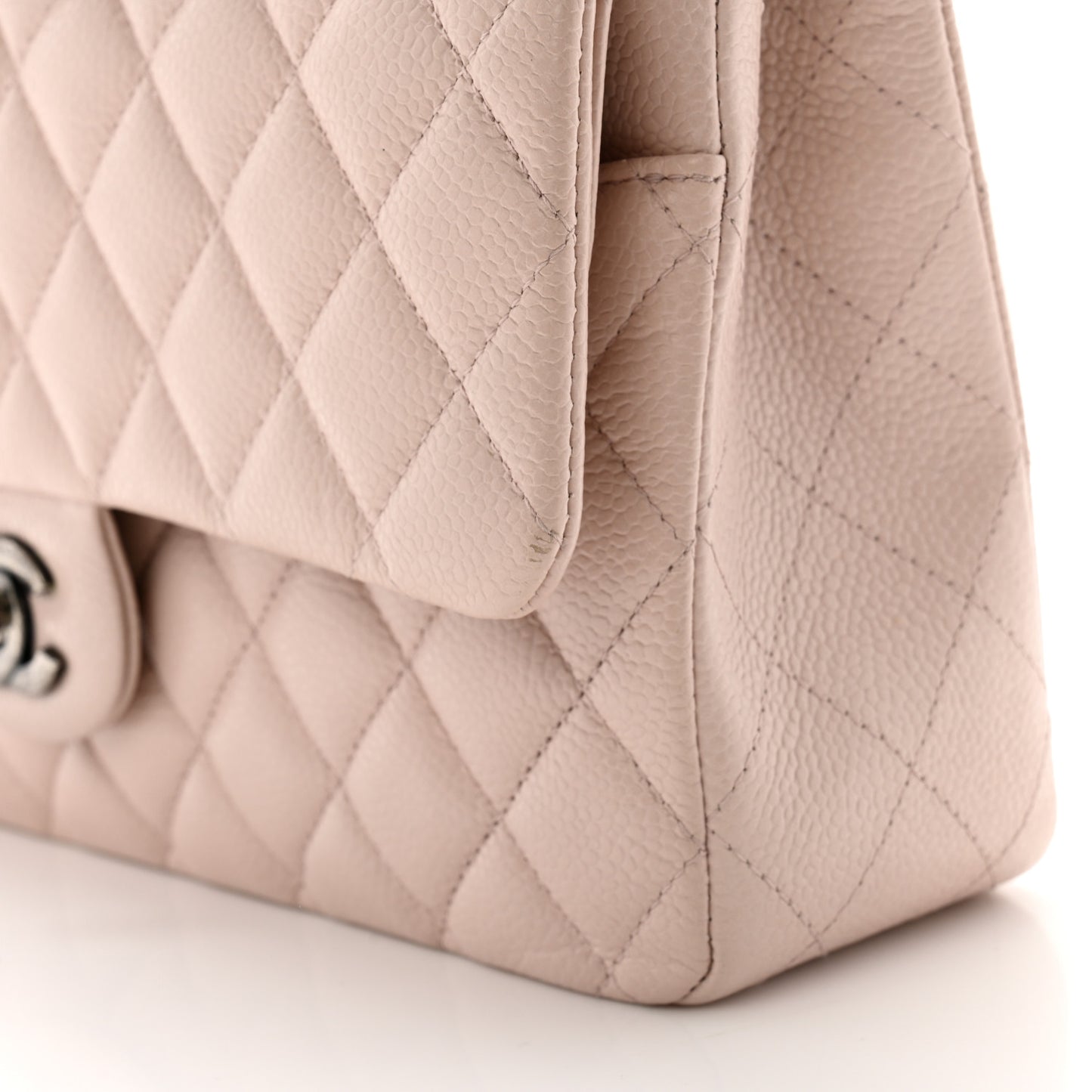 Caviar Quilted Medium Double Flap Light Pink