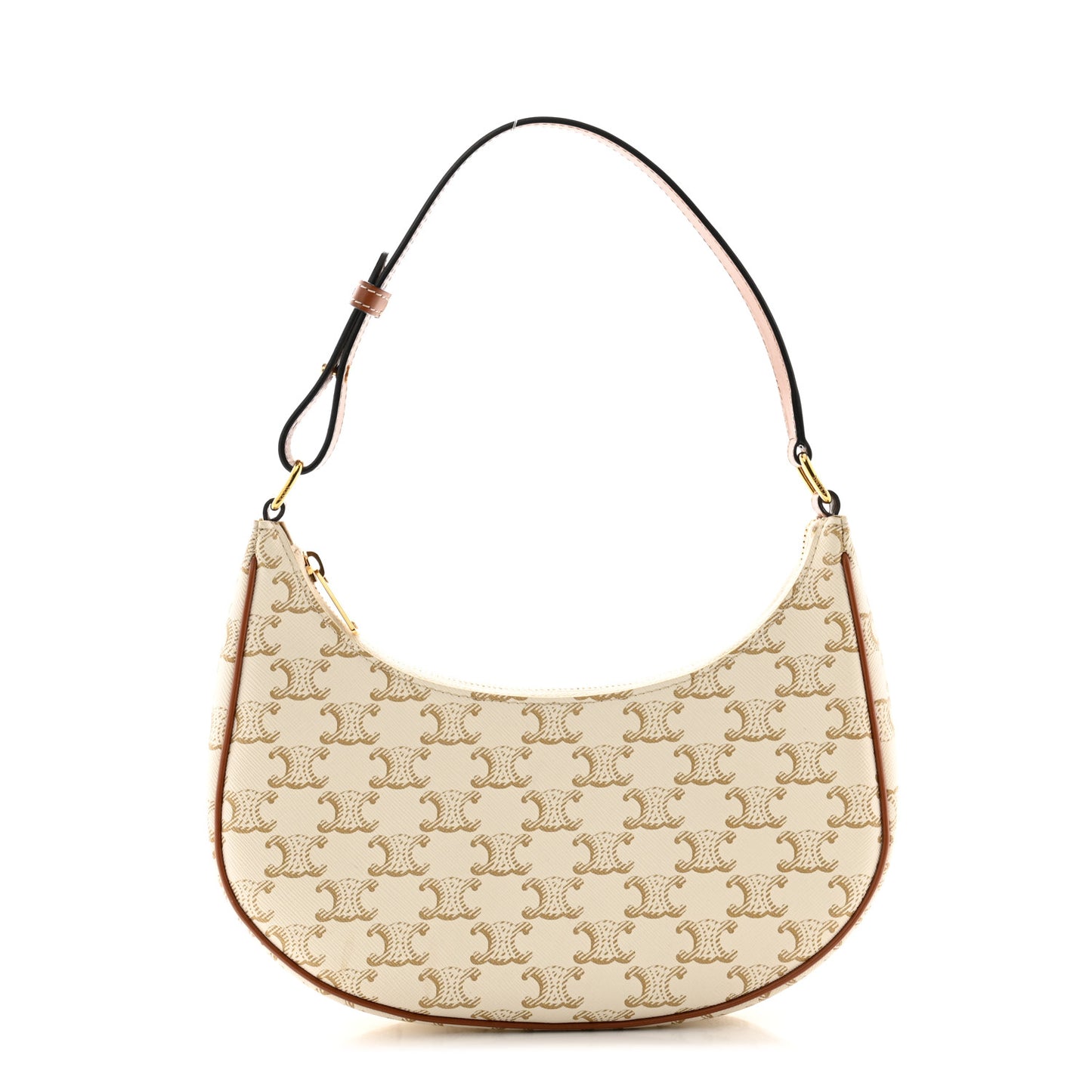 Canvas Calfskin Ava Triomphe Shoulder Bag White