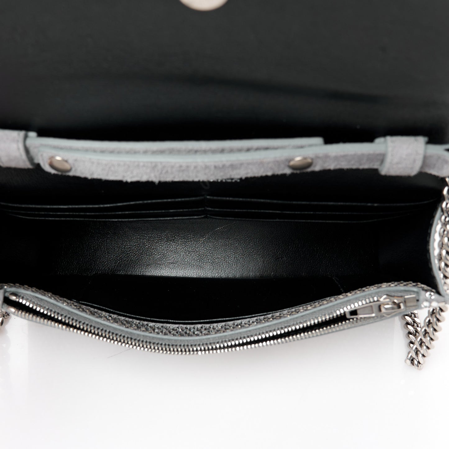 Strass Suede Allover Logo Hourglass Chain Bag Silver Black