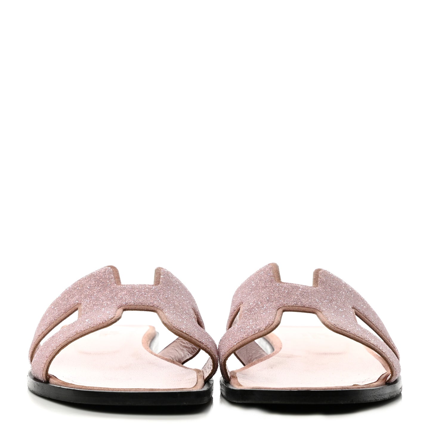 Suede Goatskin Crystal Powder Oran Sandals 37.5 Pale Gold Beige Pink