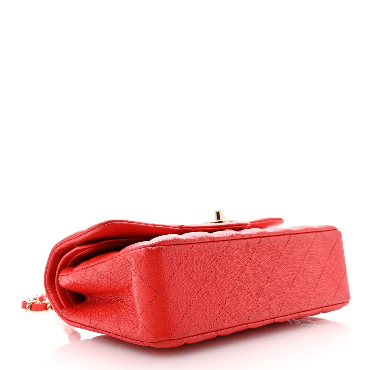 Caviar Quilted Small Double Flap Red