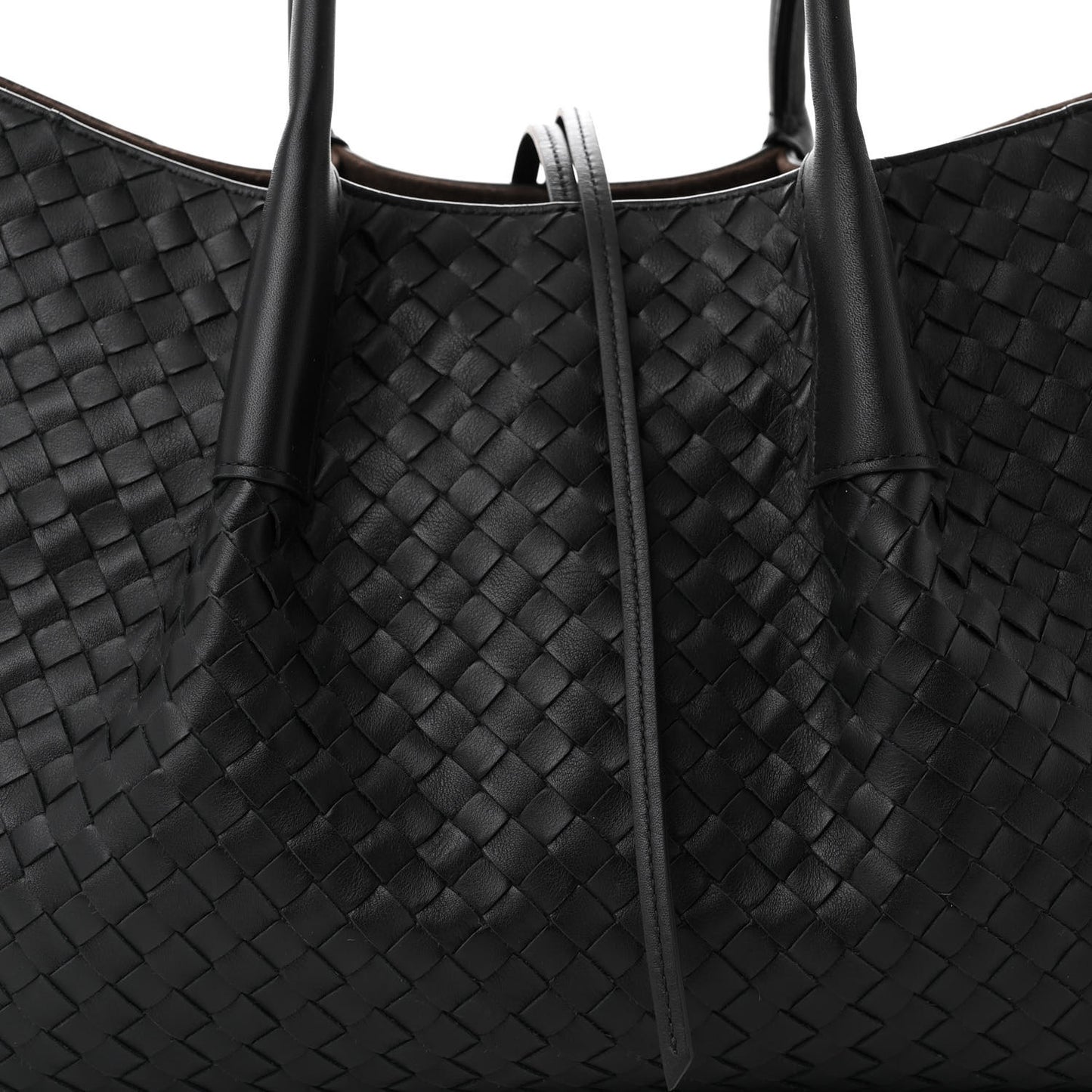 Calfskin Intrecciato Pinacoteca Reversible Tote Black Fondant