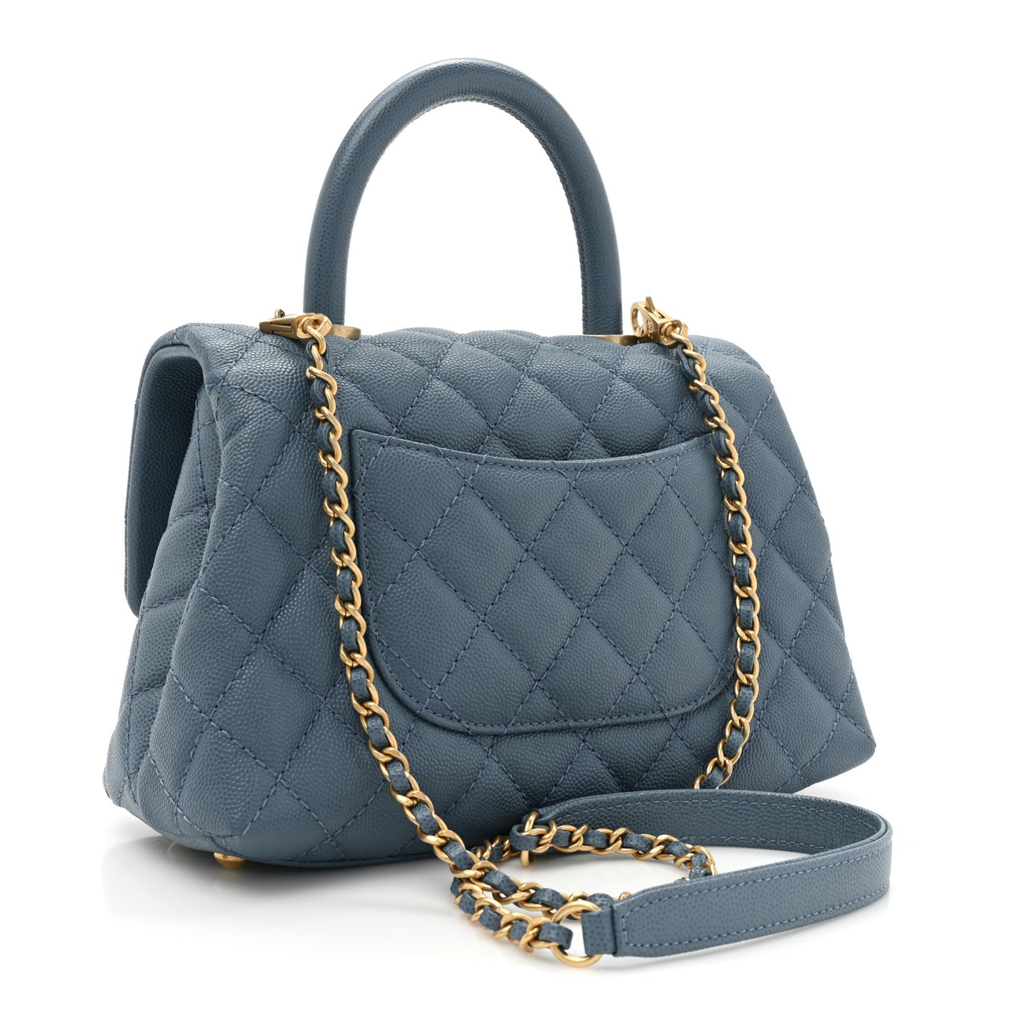 Caviar Quilted Mini Coco Handle Flap Blue