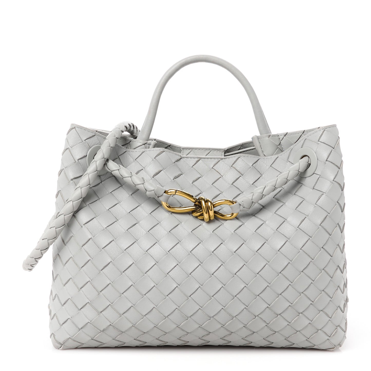 Nappa Intrecciato Medium Andiamo Shoulder Bag Sterling