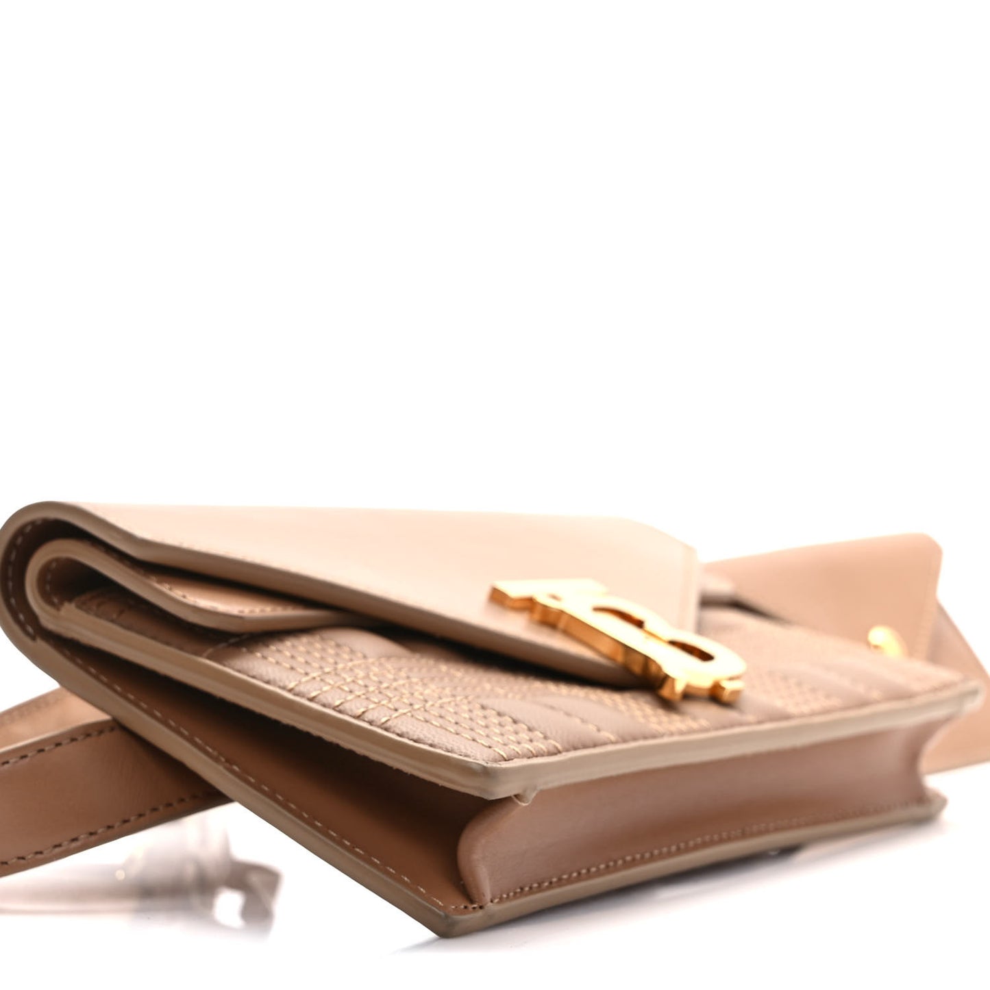 Smooth Calfskin Quilted Check TB Envelope Belt Bag Tan