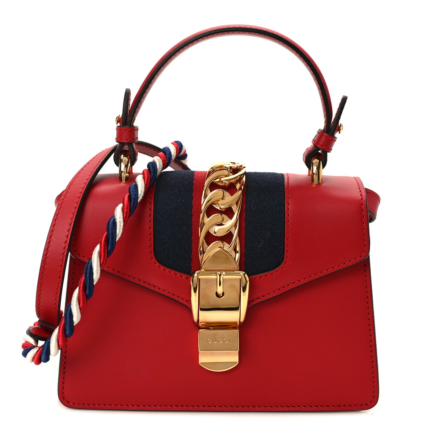 Gucci Calfskin Mini Sylvie Top Handle Bag Hibiscus Red 1 of 10
