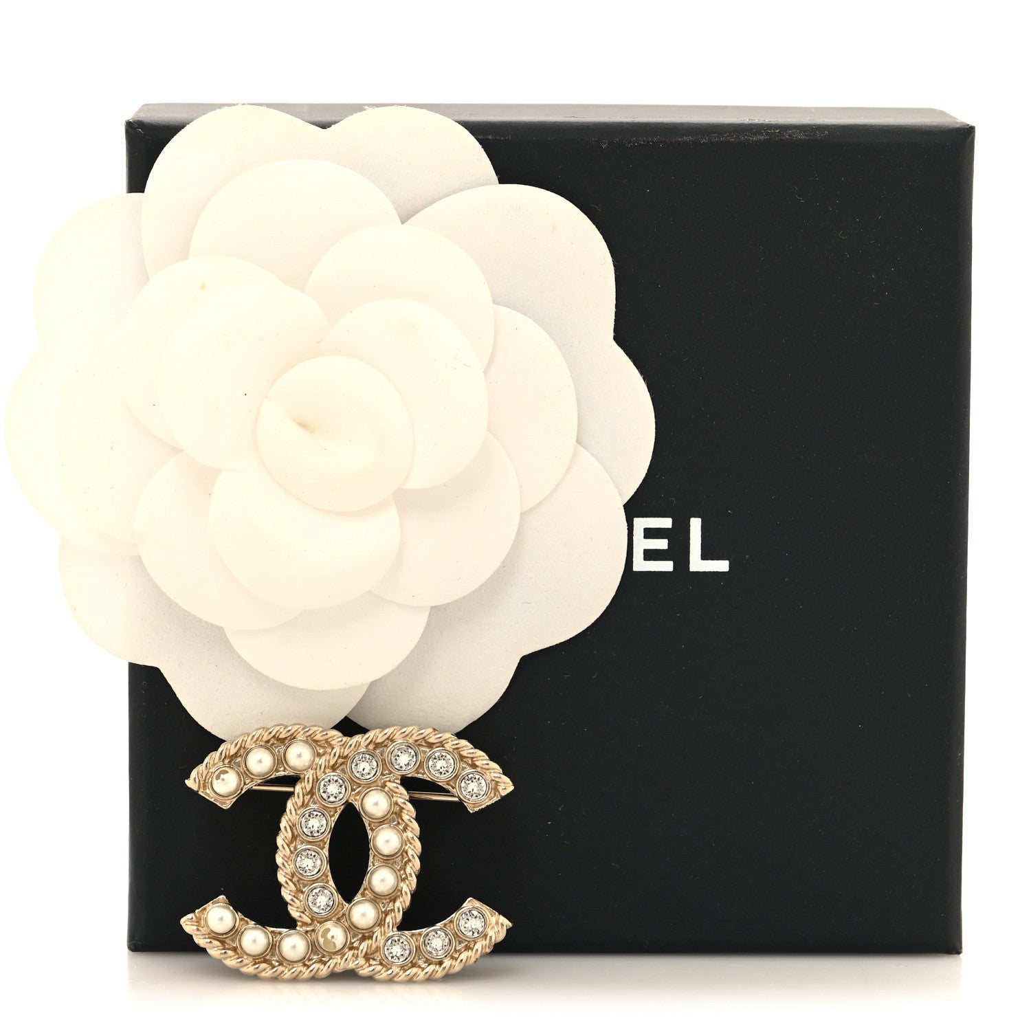 Chanel Pearl Crystal April In Paris CC Brooch Gold 6 of 6