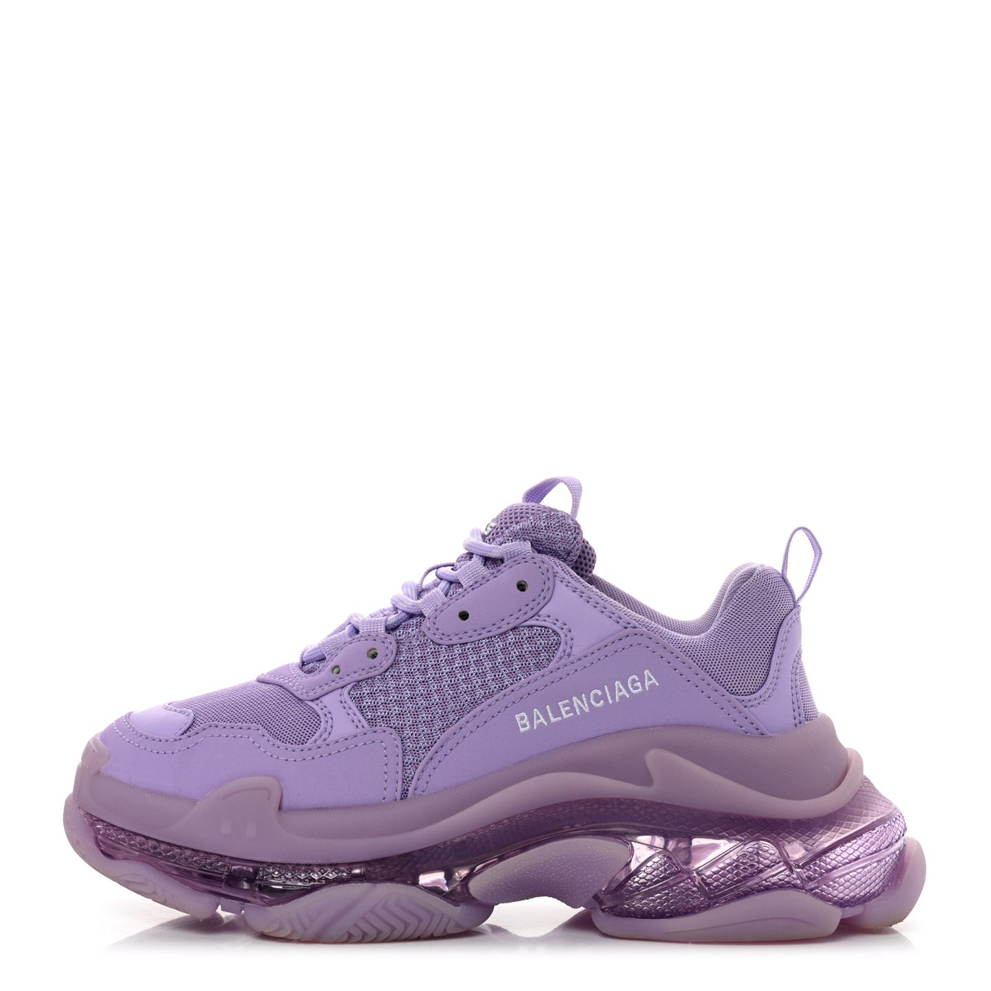 Fabric Mesh Clear Sole Womens Triple S Sneakers 38 Light Lilac White