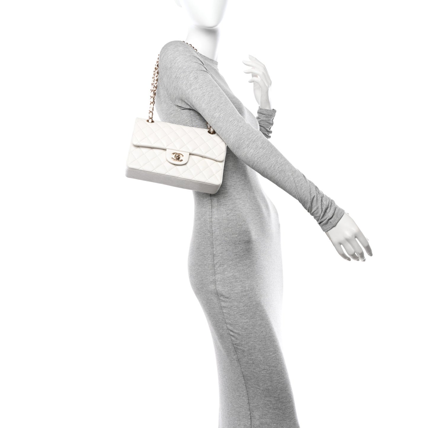 Caviar Quilted Small Double Flap White