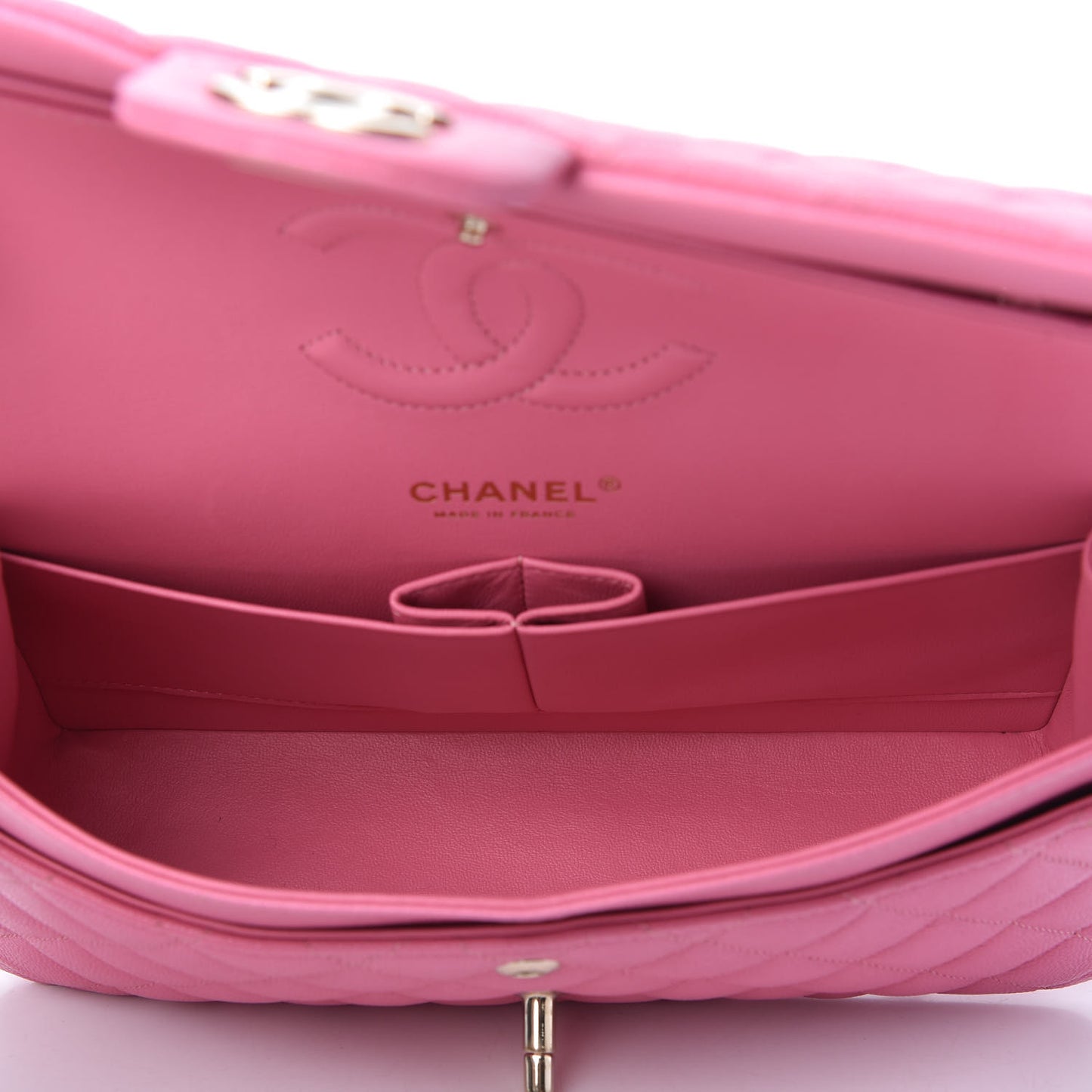 Caviar Quilted Medium Double Flap Pink