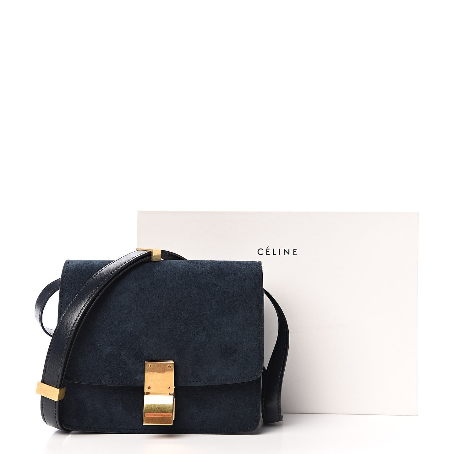 Suede Small Classic Box Flap Bag Petrol