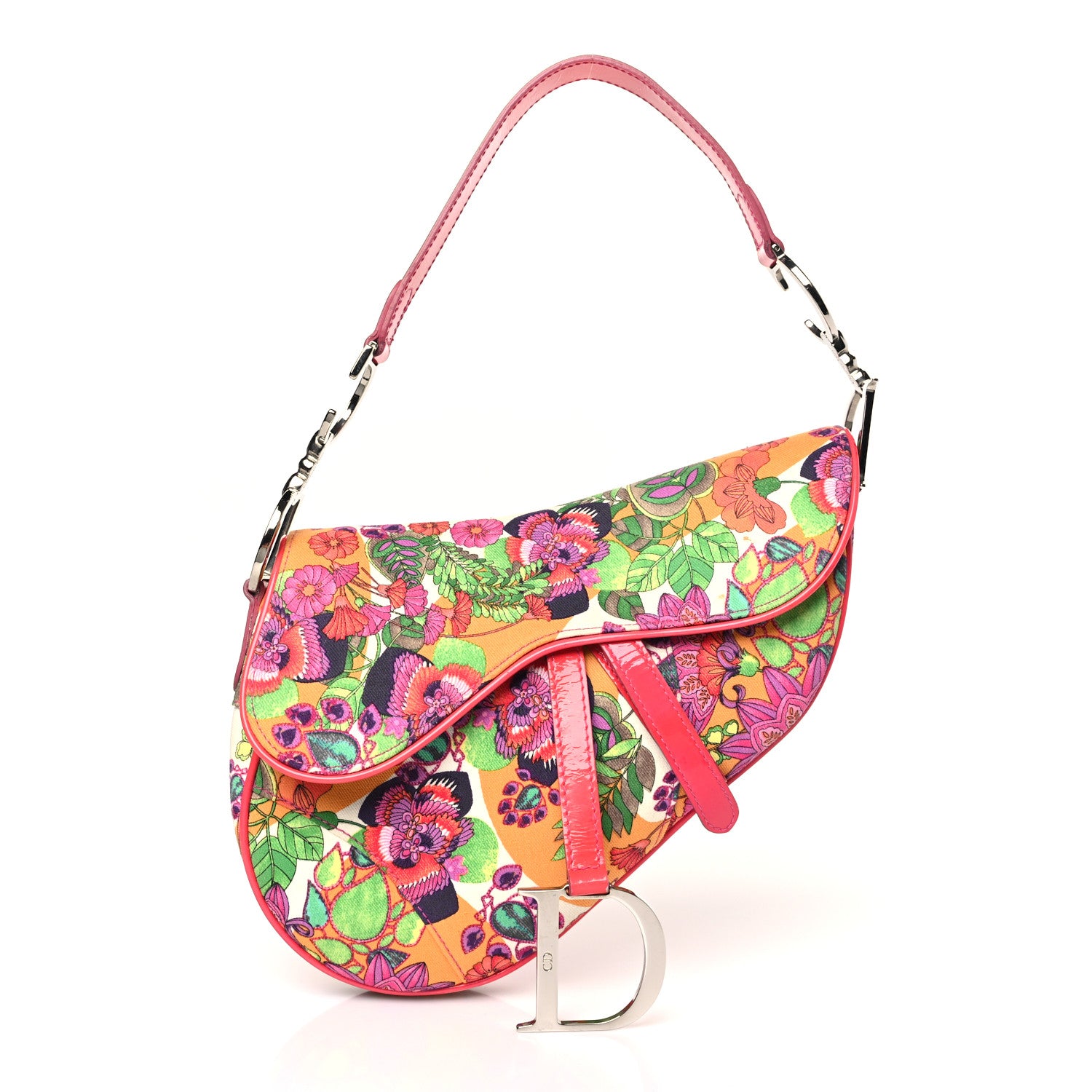 Christian Dior Canvas Floral Hawaii Glamour Saddle Bag Multicolor
