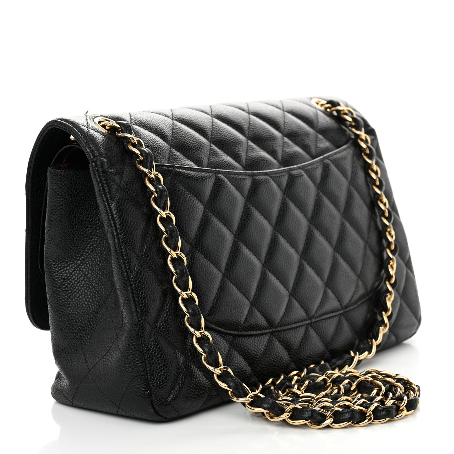 Caviar Quilted Jumbo Double Flap Black