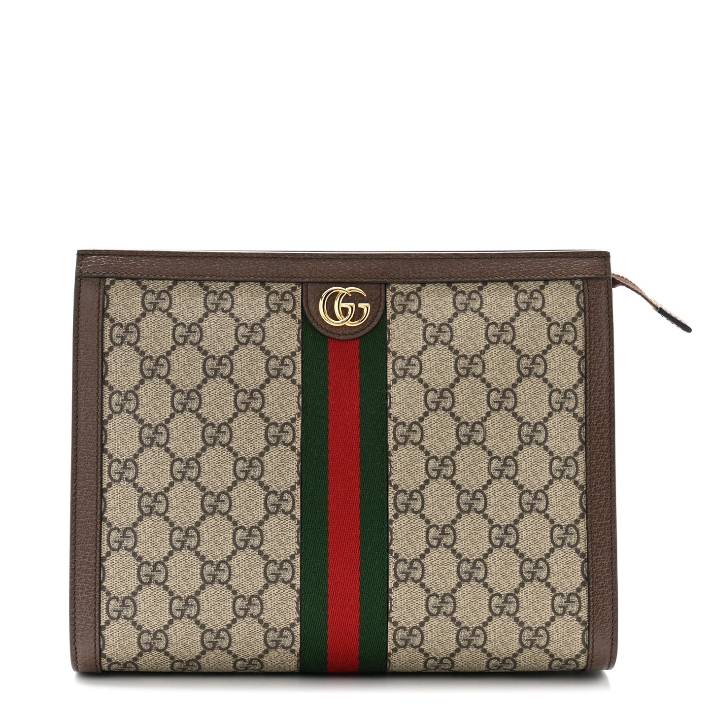 GG Supreme Monogram Web Ophidia Pouch Brown