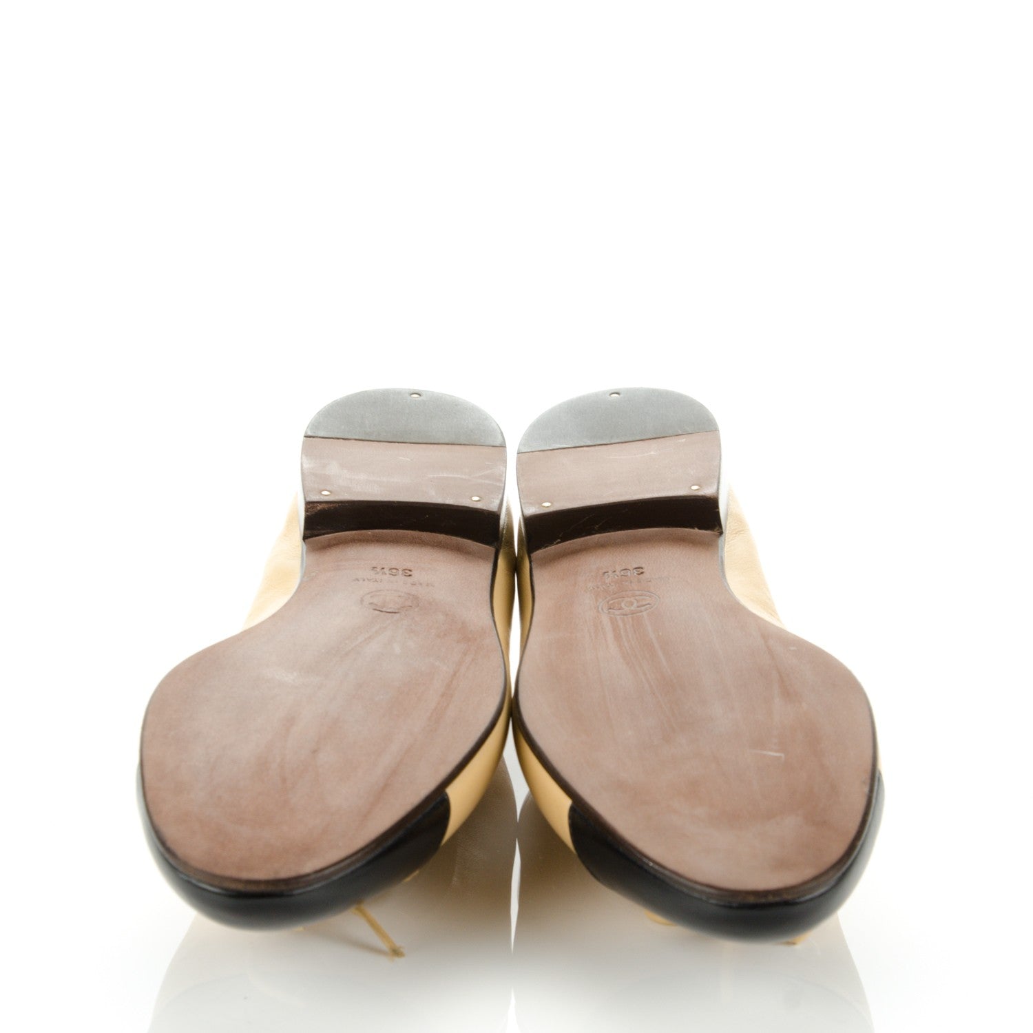 Chanel Lambskin Cap Toe Ballerina Flats 36.5 Beige Black 5 of 11