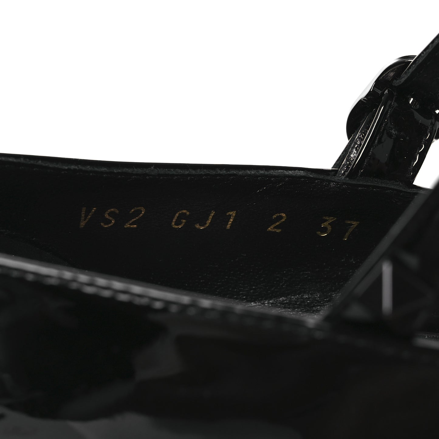 Patent Monochrome Rockstud Tan-Go Ankle Strap Pumps 37 Black