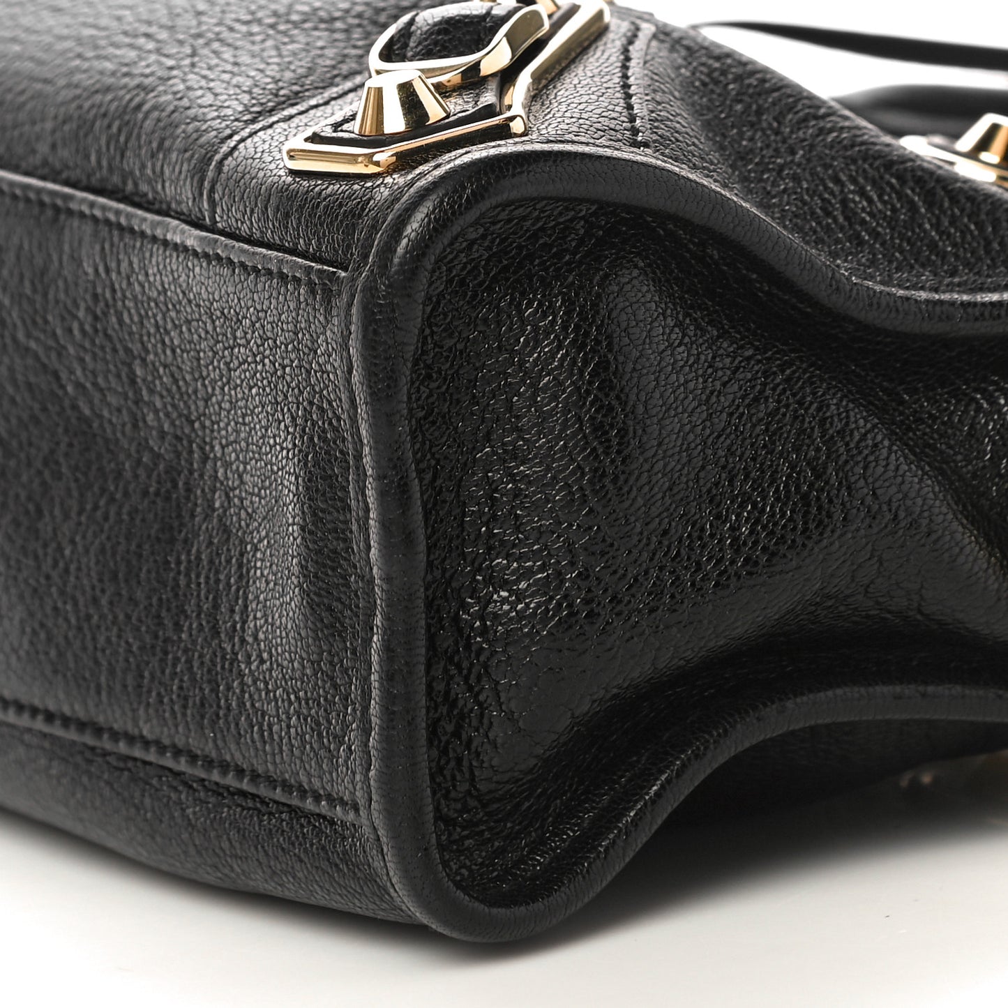 Chevre Gold Metallic Edge Hardware Mini City Black