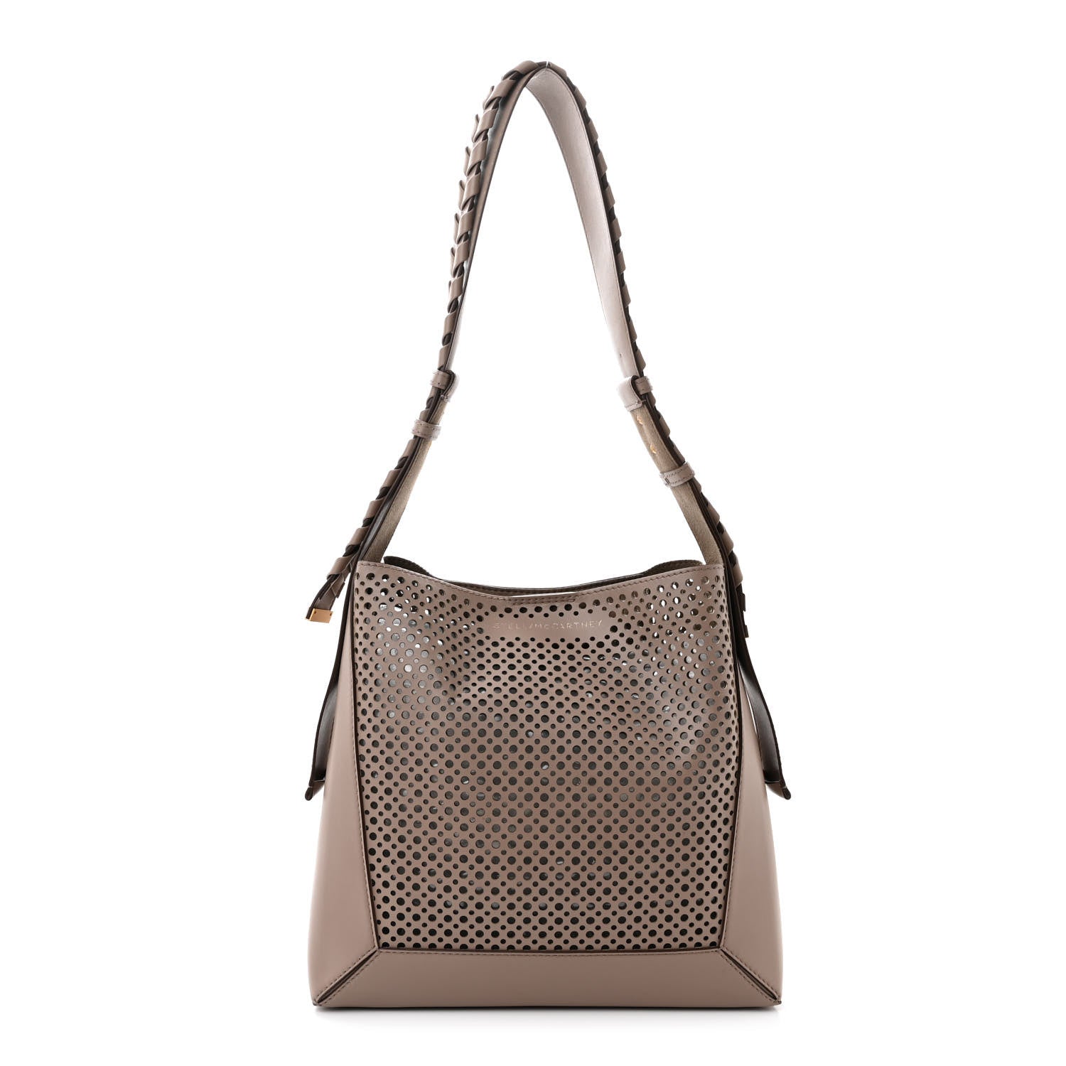 Stella McCartney Alter Nappa Perforated Braided Shoulder Bag Brown Dark Beige 1 of 9