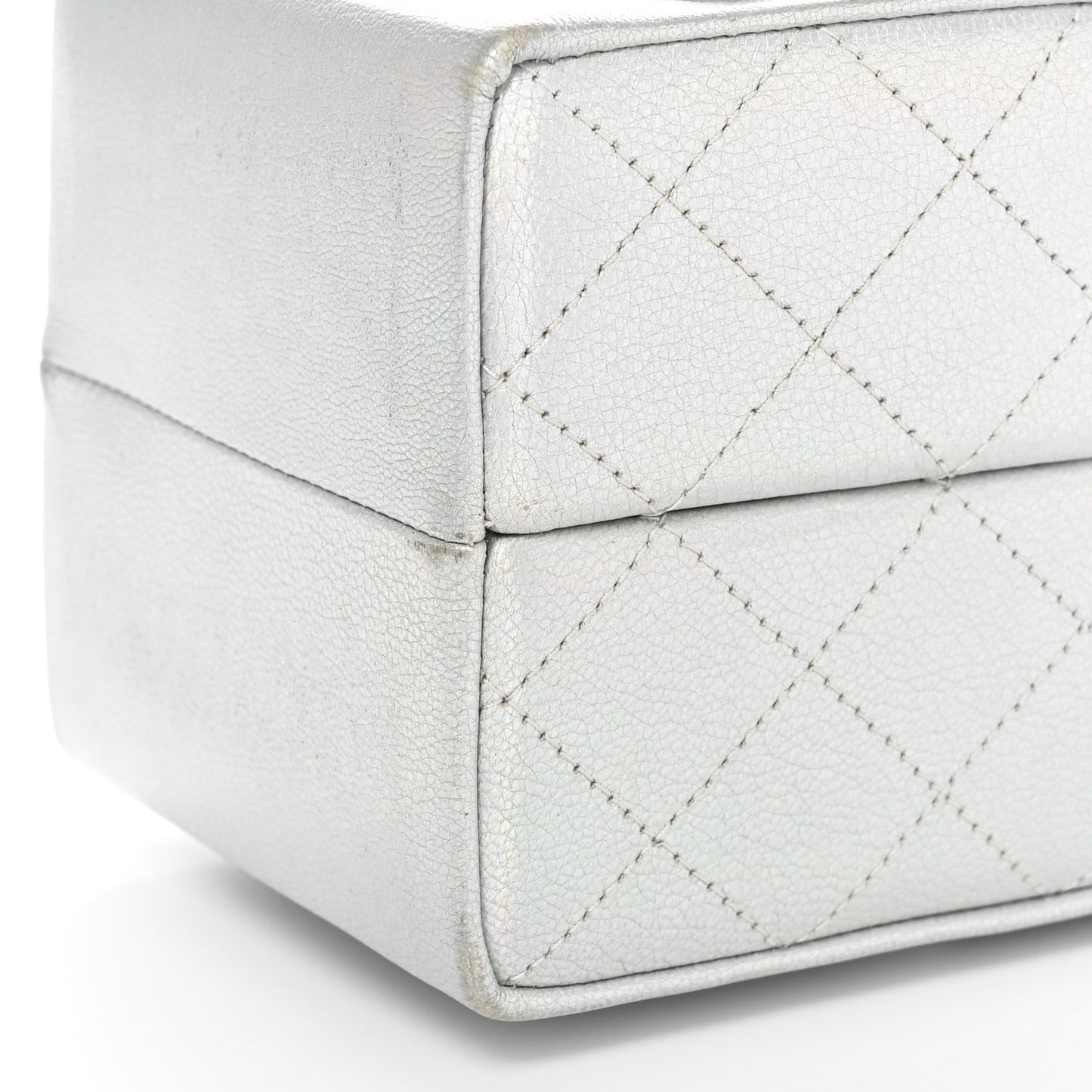 Metallic Goatskin Lait de Coco Milk Carton Bag Silver